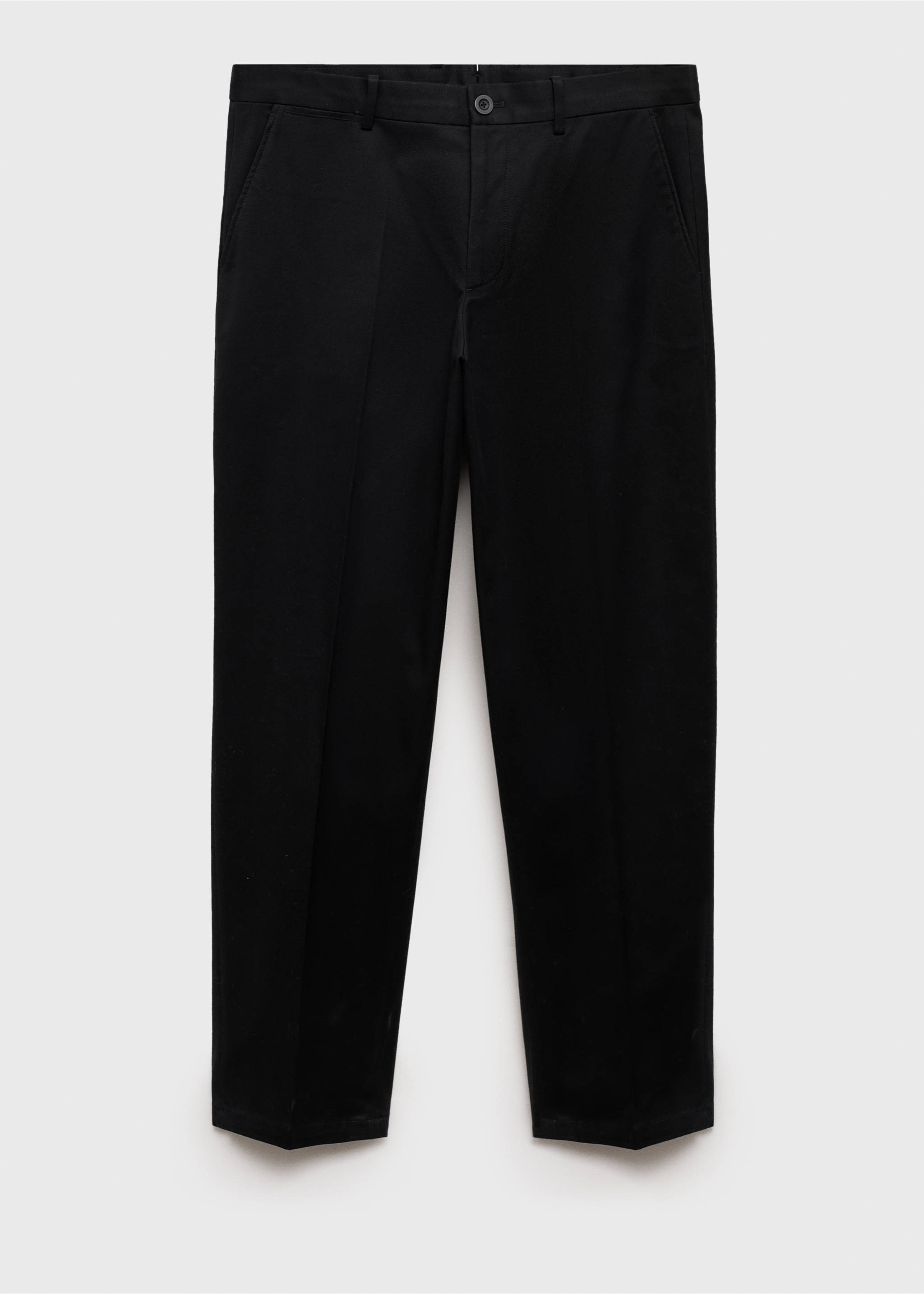 Cotton straight-fit  trousers with drawstring - Article without model, Black. Ref: 77007930-00.
