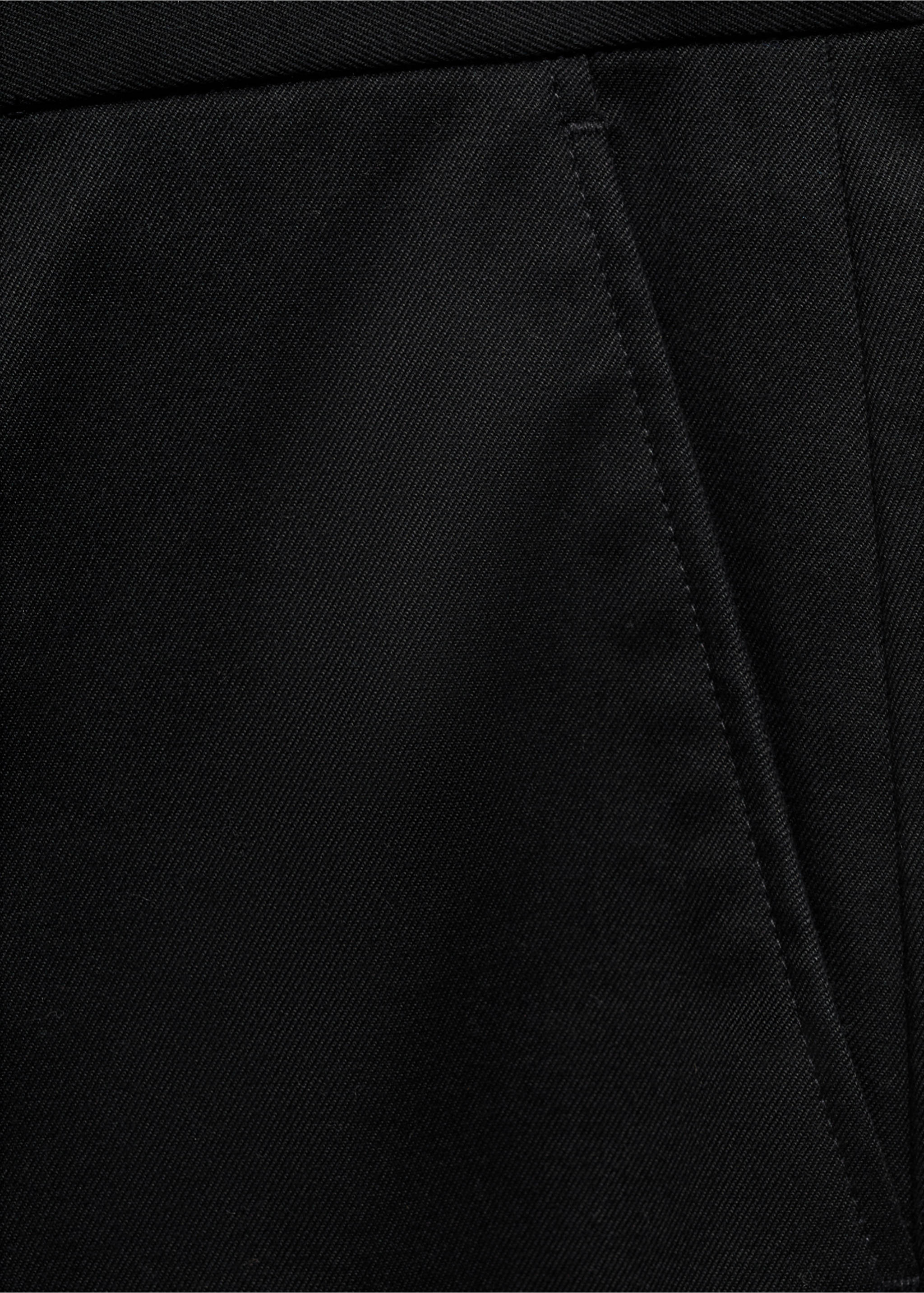 Cotton straight-fit  trousers with drawstring - Details of the article 8, Black. Ref: 77007930-00.