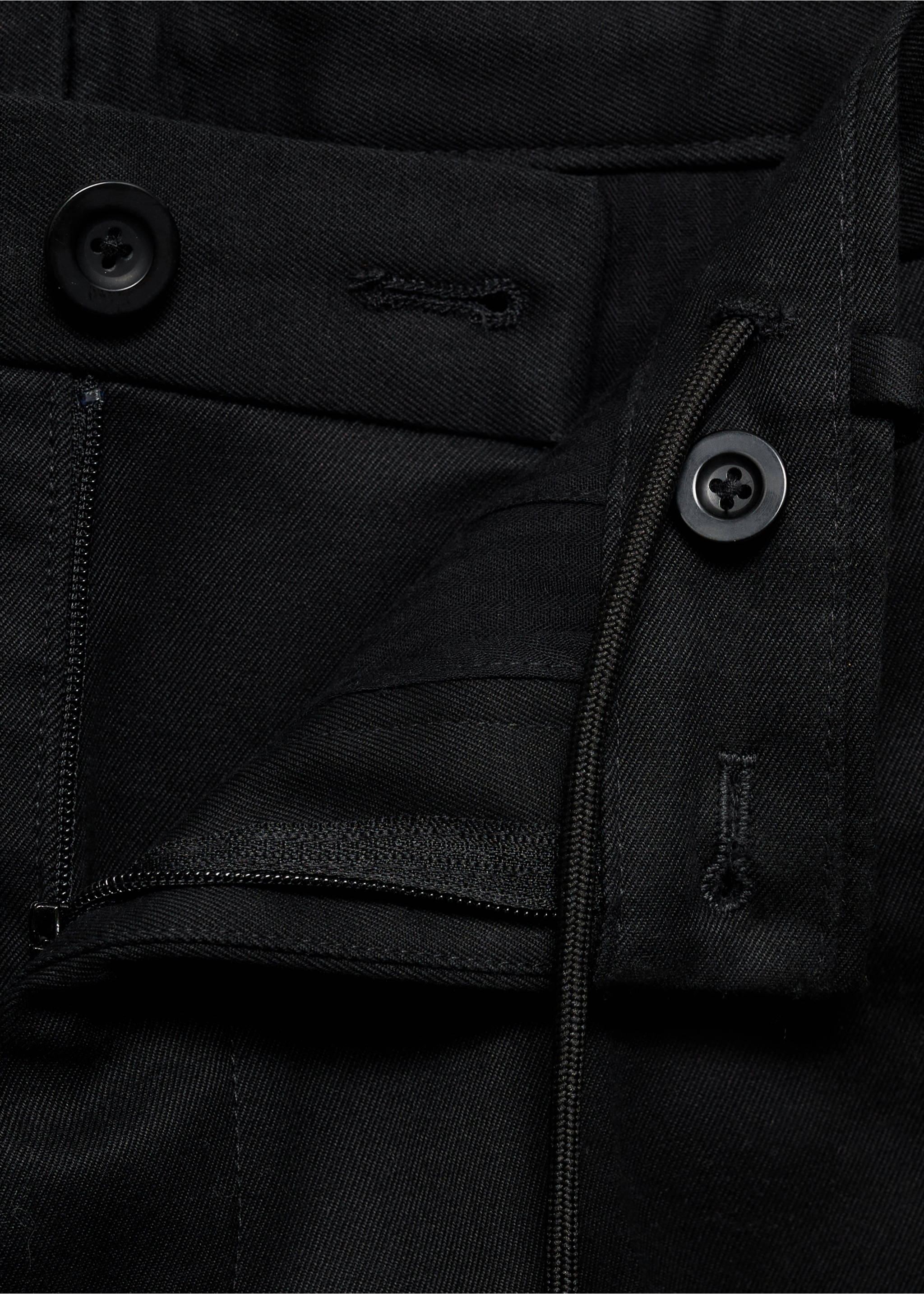 Cotton straight-fit  trousers with drawstring - Details of the article 0, Black. Ref: 77007930-00.