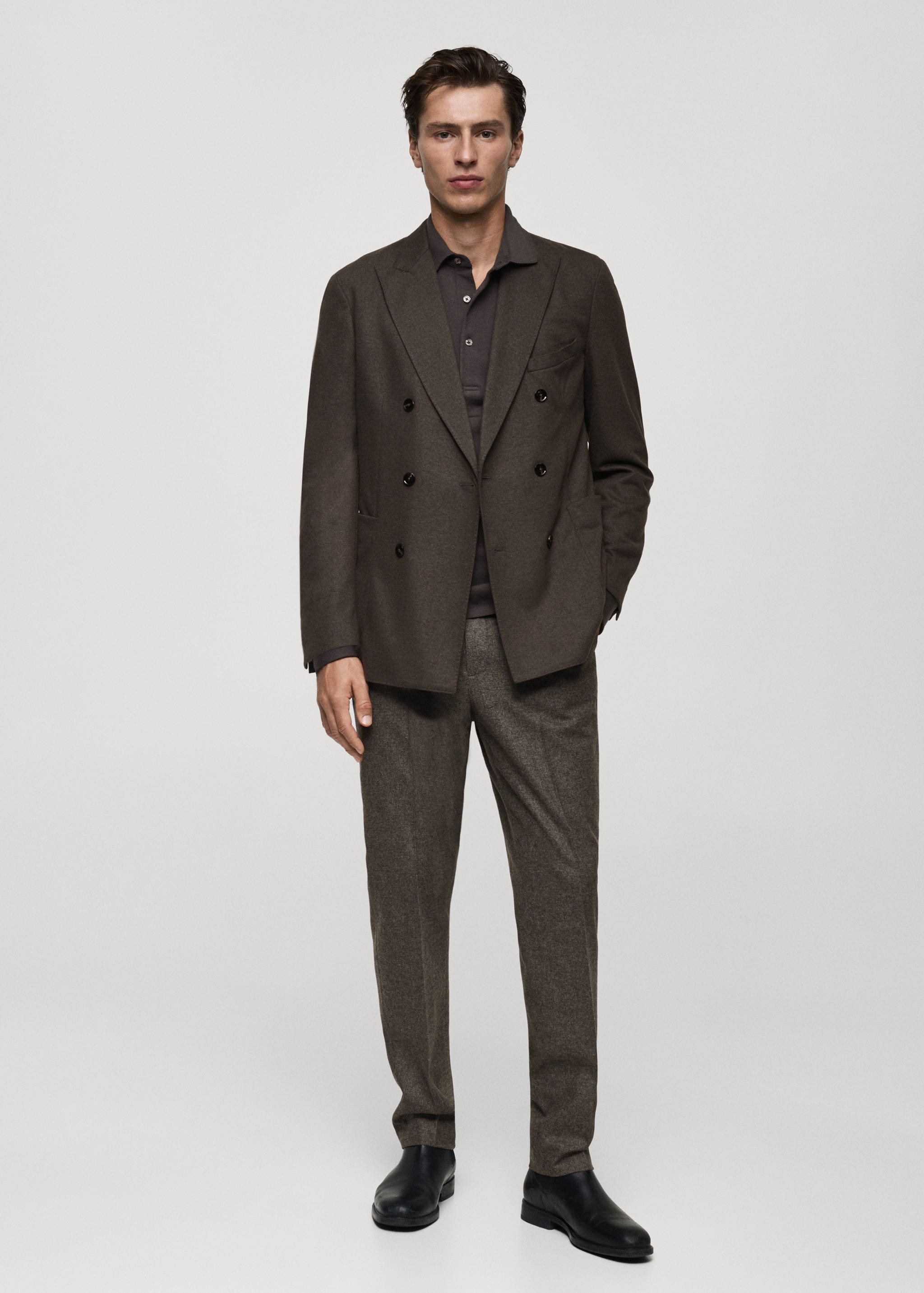 Virgin wool micro-houndstooth trousers - General plane