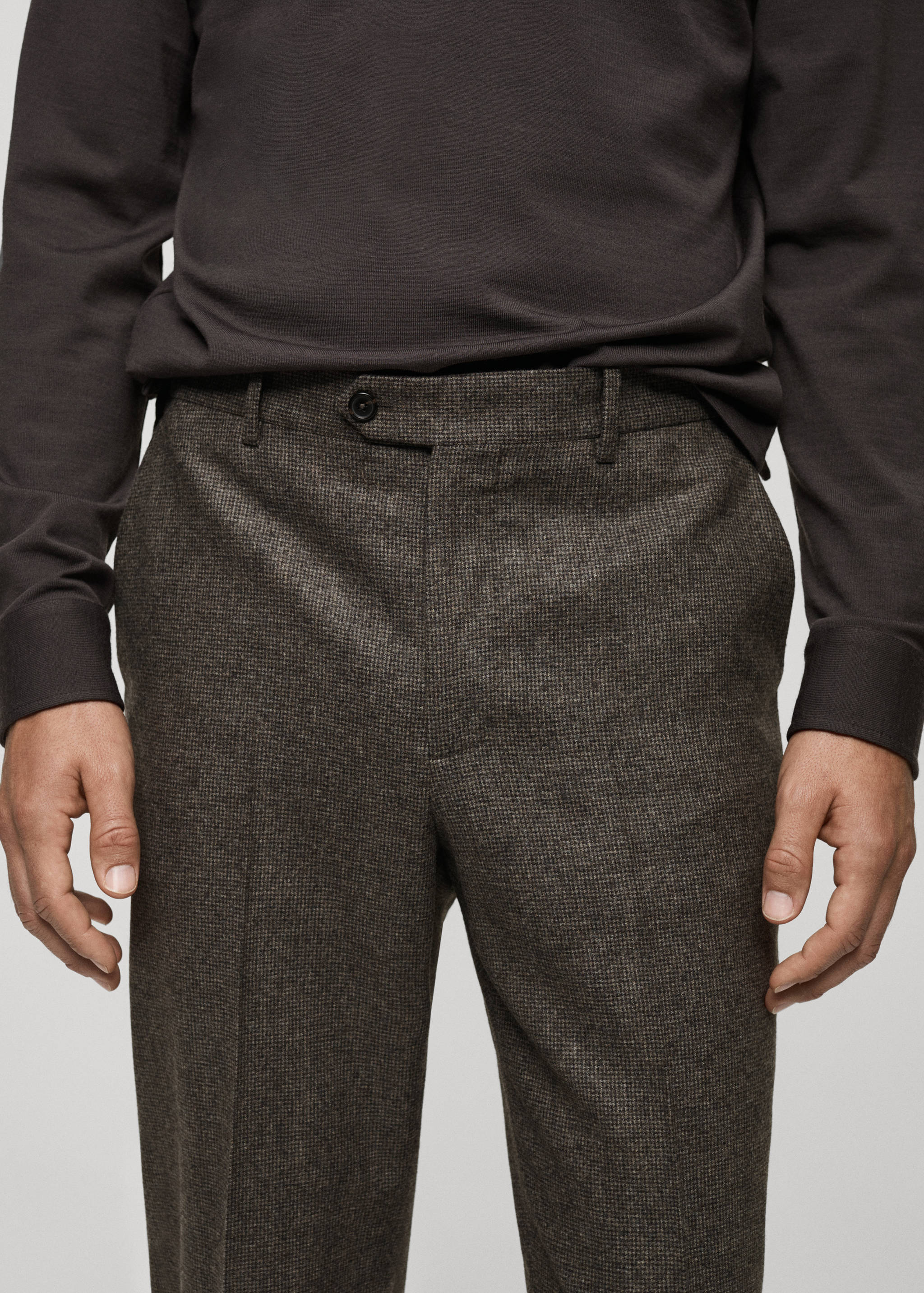 Virgin wool micro-houndstooth trousers - Details of the article 1