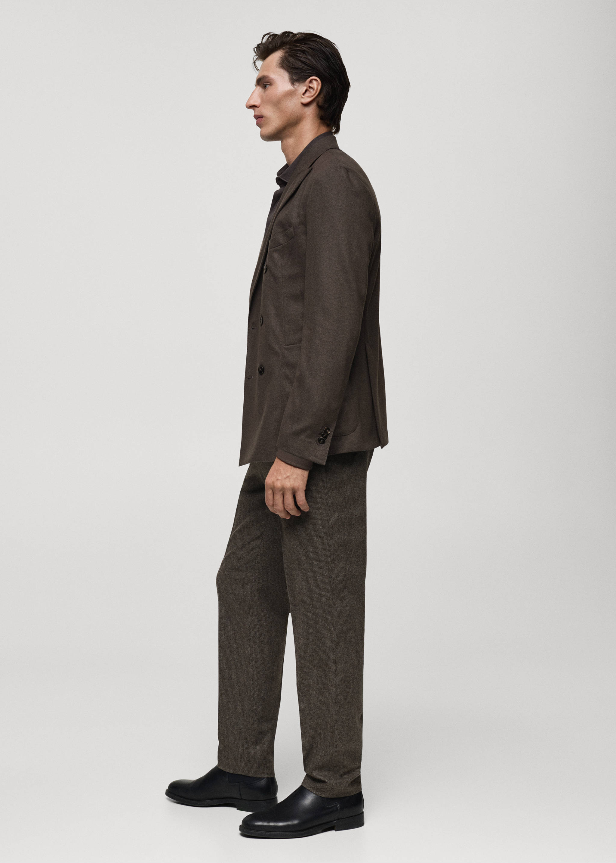 Virgin wool micro-houndstooth trousers - Details of the article 2, Medium Brown. Ref: 77007931-00.