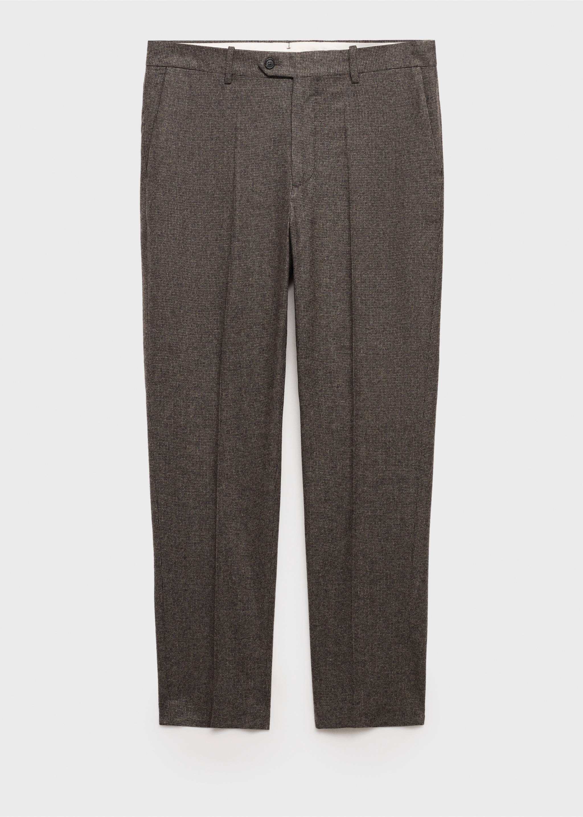 Virgin wool micro-houndstooth trousers - Article without model, Medium Brown. Ref: 77007931-00.
