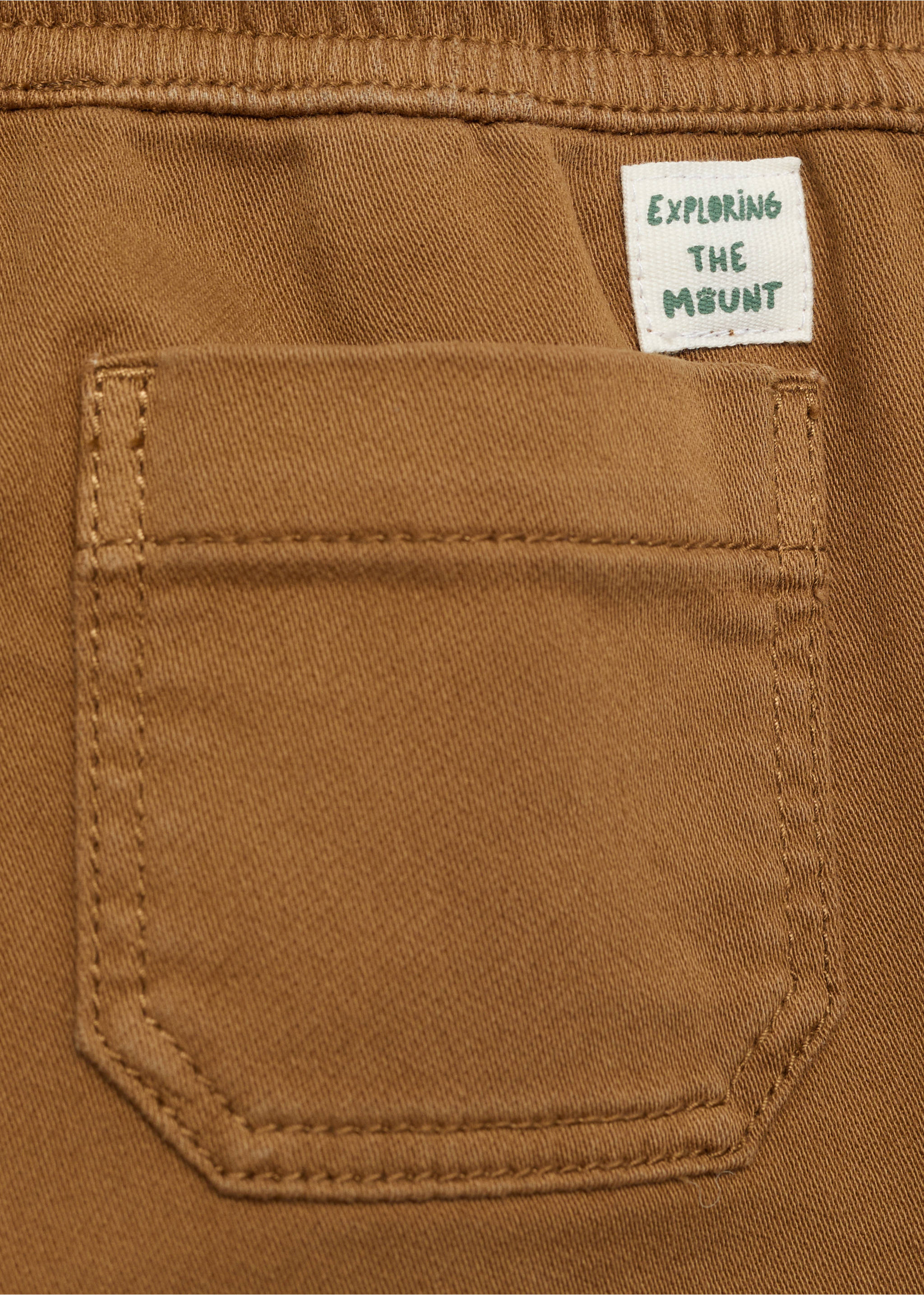 Elastic waist pants - Details of the article 0, Caramel. Ref: 77007933-00.
