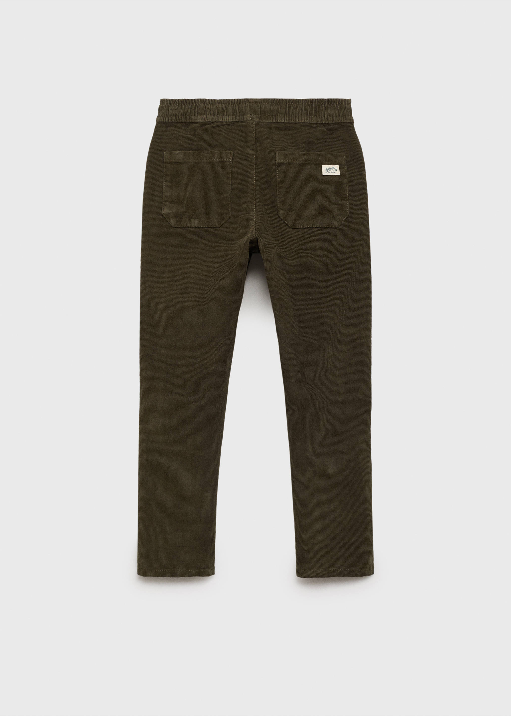 Corduroy trousers with elastic waist - Reverse of the article, Khaki. Ref: 77007935-00.