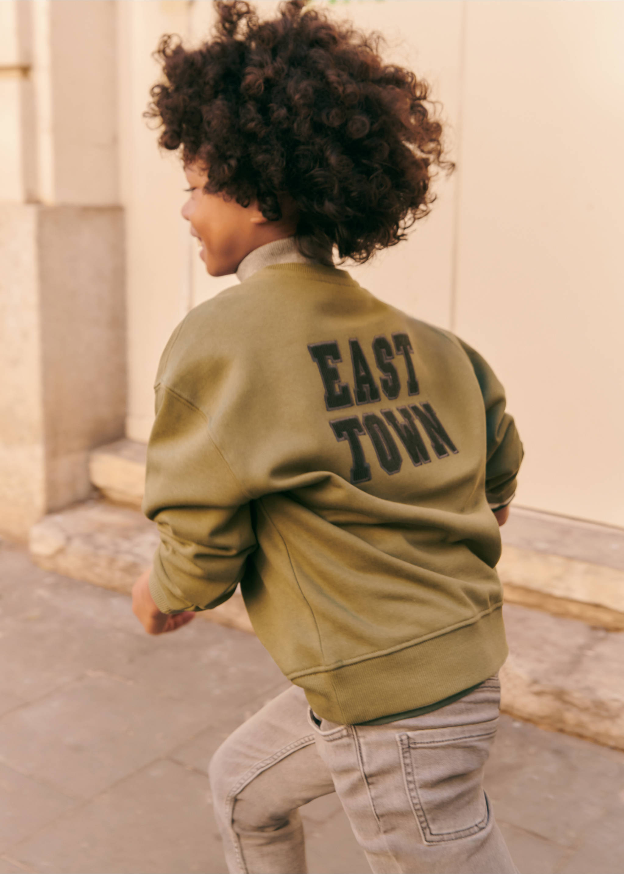 Printed cotton sweatshirt - Details of the article 5, Khaki. Ref: 77007936-00.