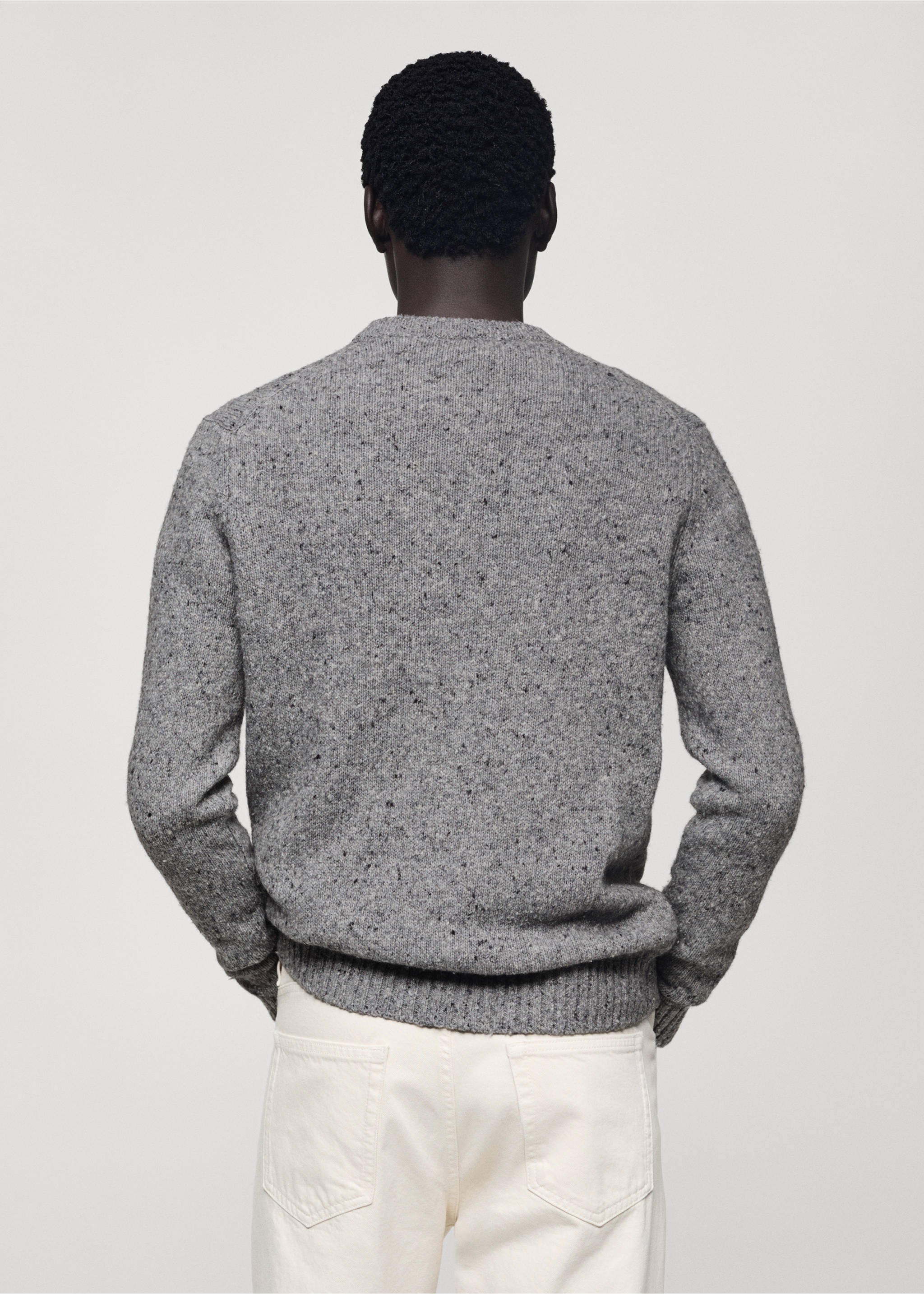 Marled wool knitted sweater - Reverse of the article, Medium Heather Grey. Ref: 77007941-00.
