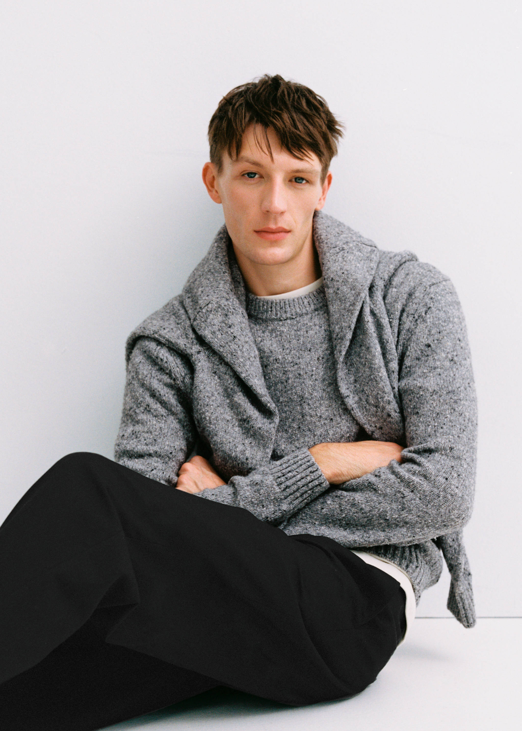 Marled wool knitted sweater - Details of the article 3, Medium Heather Grey. Ref: 77007941-00.