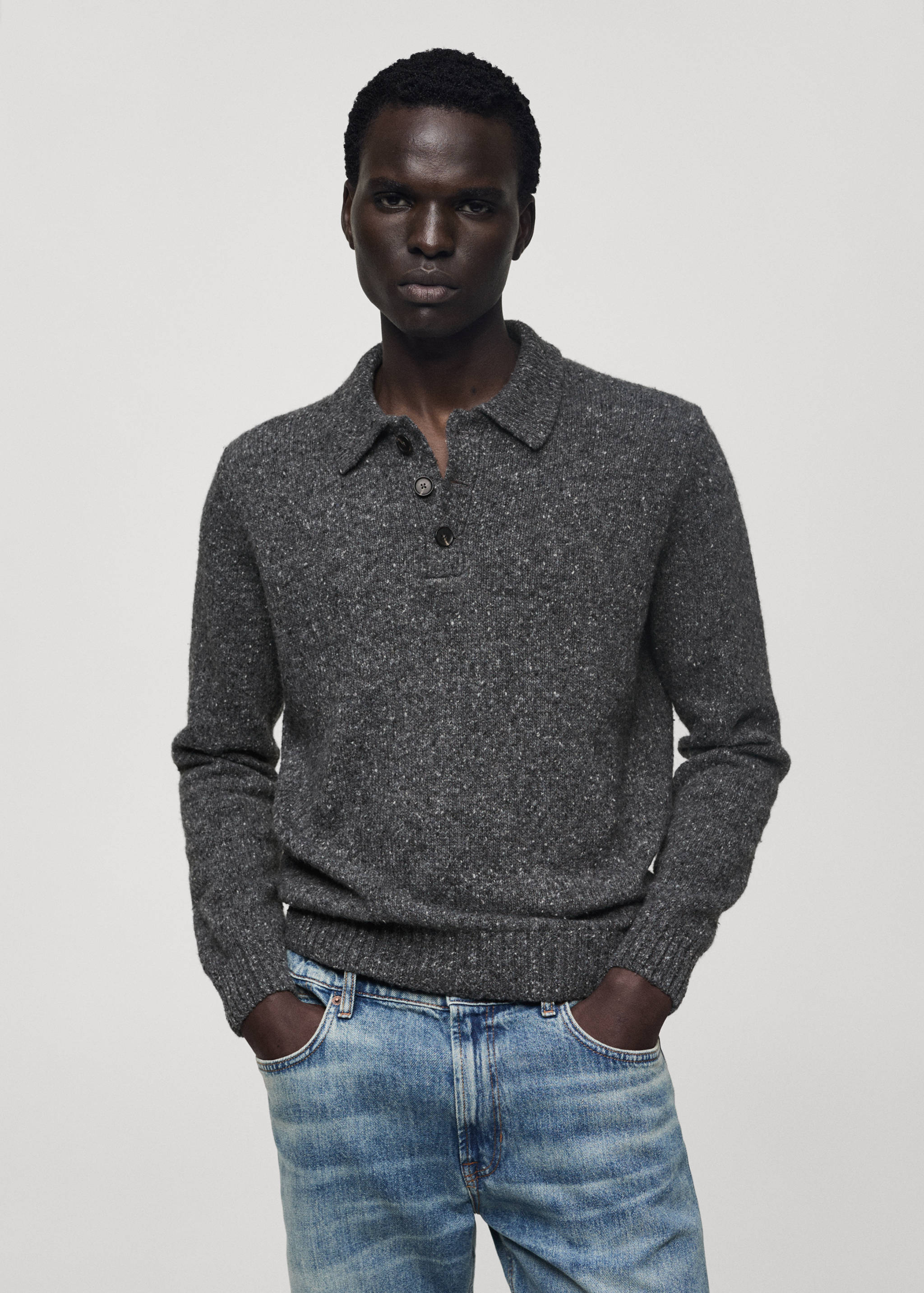 Polo maille laine chinée - Plan moyen