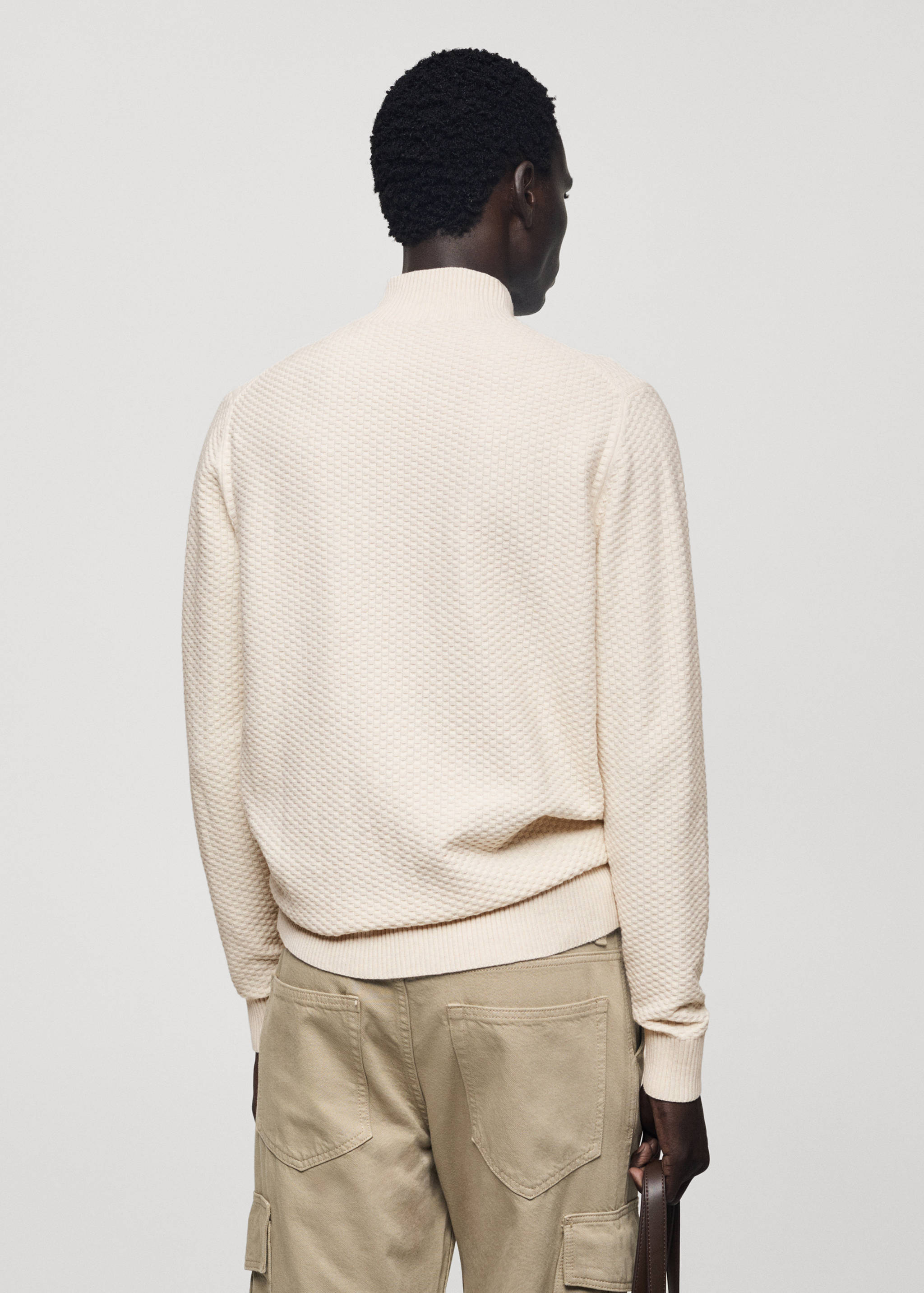 Cotton sweater with perkins-neck  structure - Reverse of the article