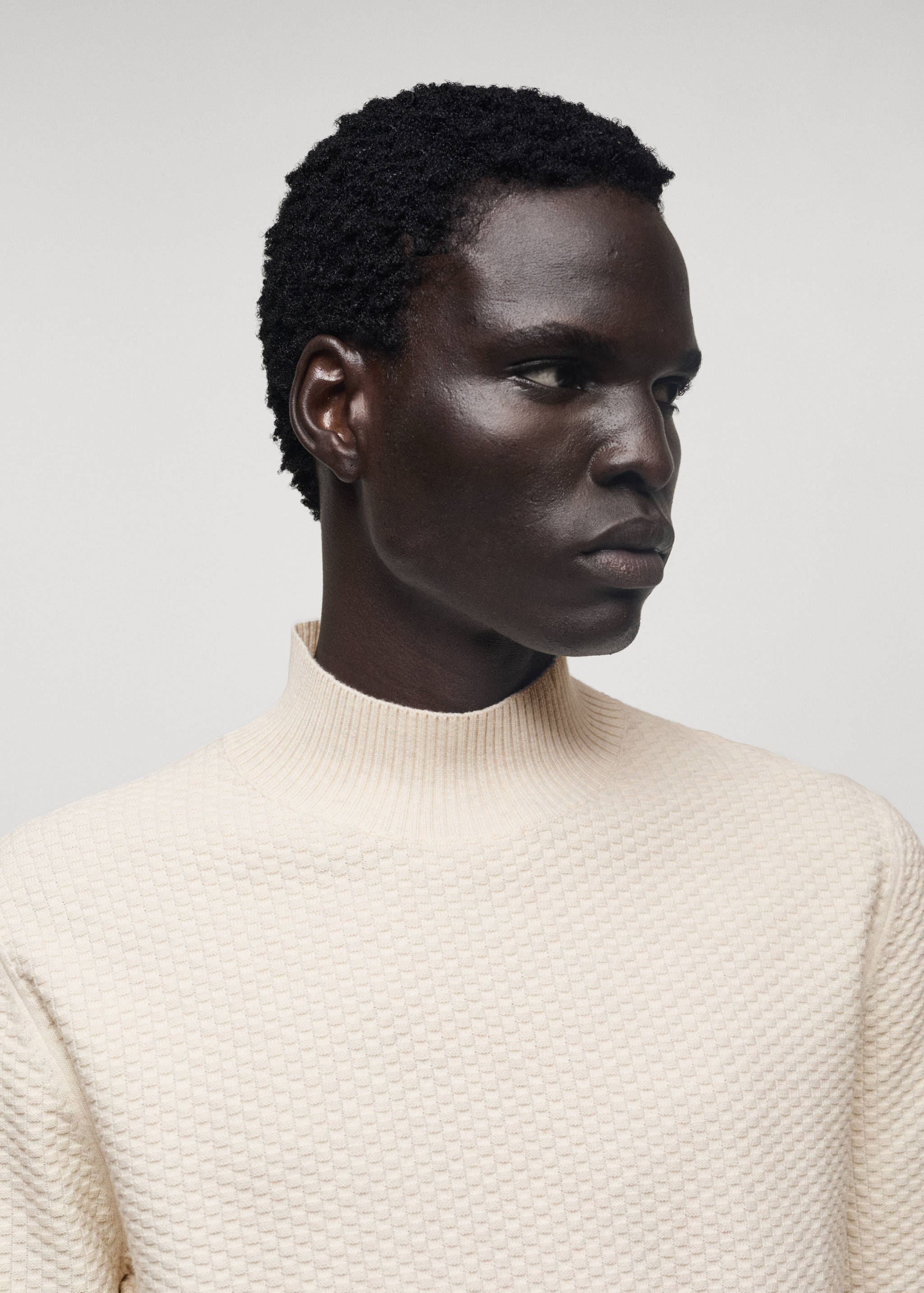 Cotton sweater with perkins-neck  structure - Details of the article 1