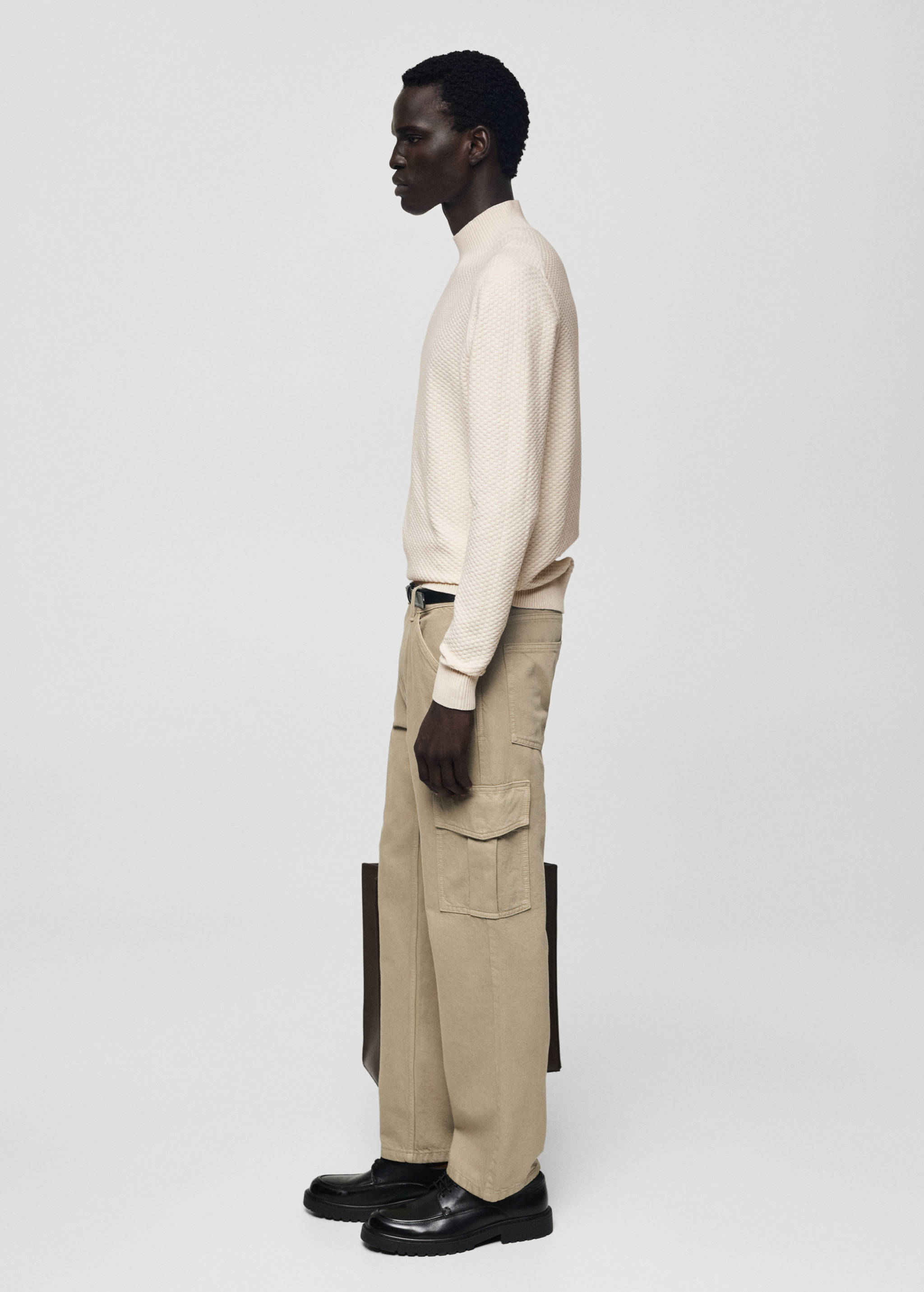 Cotton sweater with perkins-neck  structure - Details of the article 2