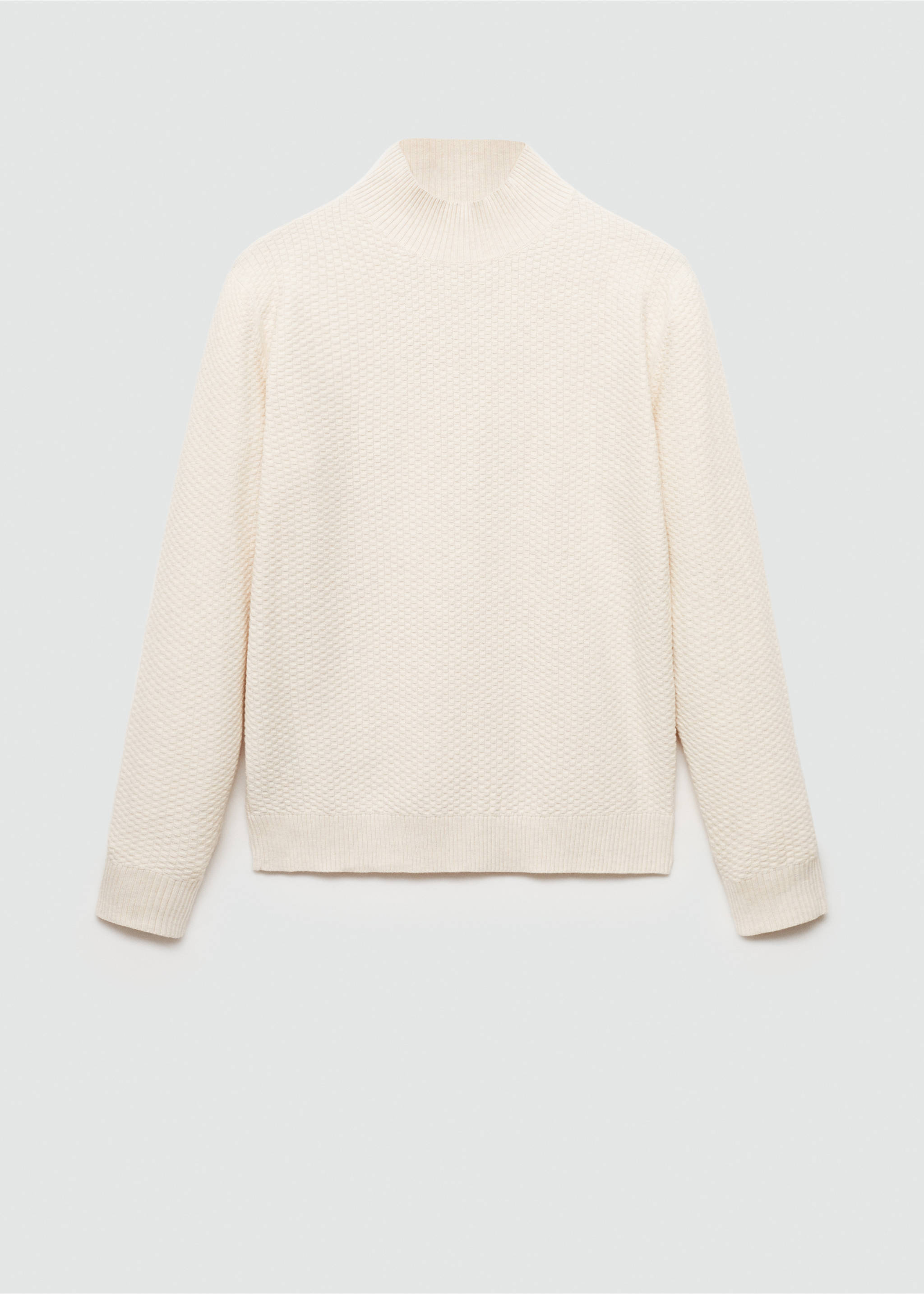 Cotton sweater with perkins-neck  structure - Article without model, Sand. Ref: 77007943-00.