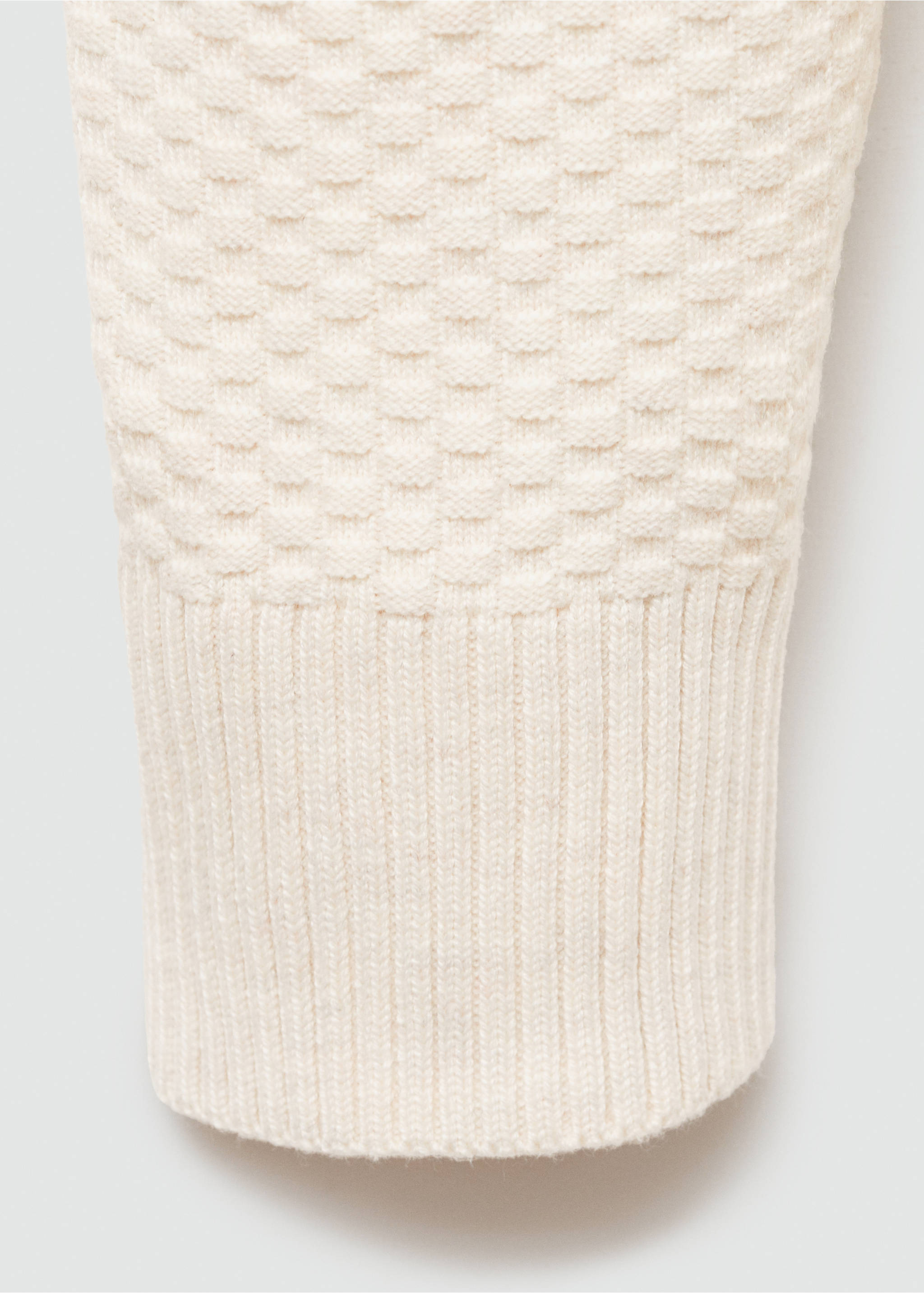 Cotton sweater with perkins-neck  structure - Details of the article 0, Sand. Ref: 77007943-00.