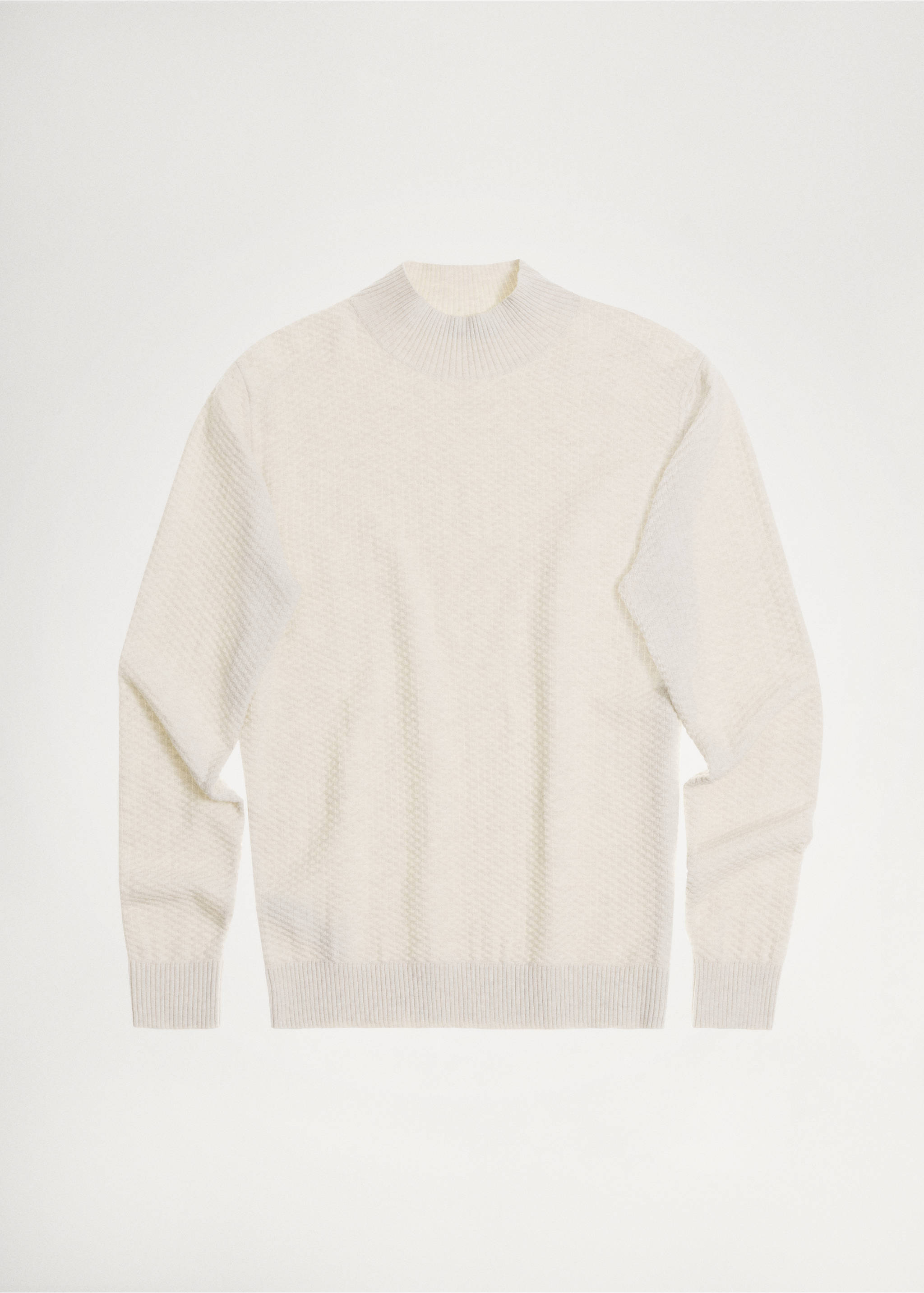Cotton sweater with perkins-neck  structure - Details of the article 5, Sand. Ref: 77007943-00.