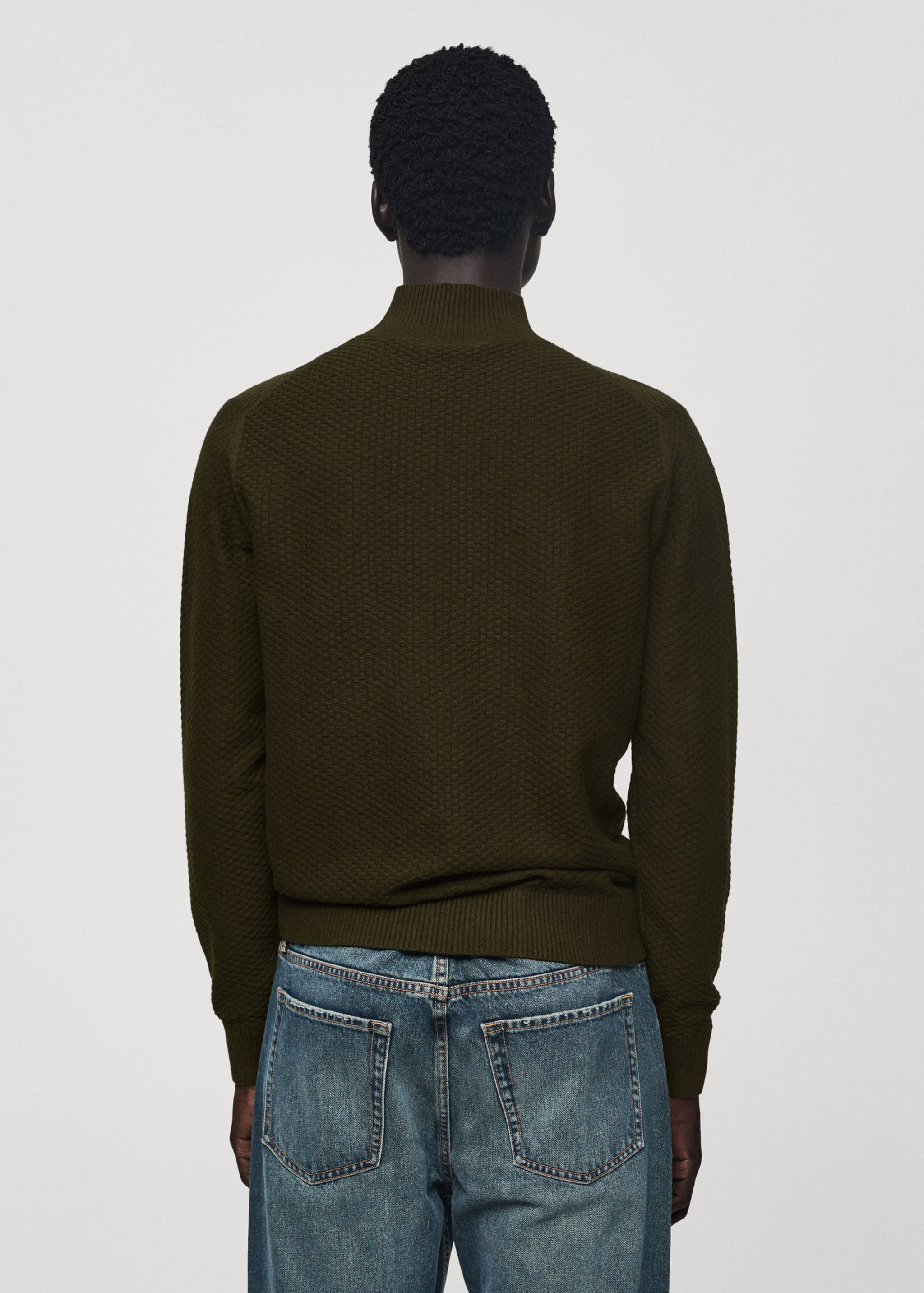 Cotton sweater with perkins-neck  structure - Reverse of the article