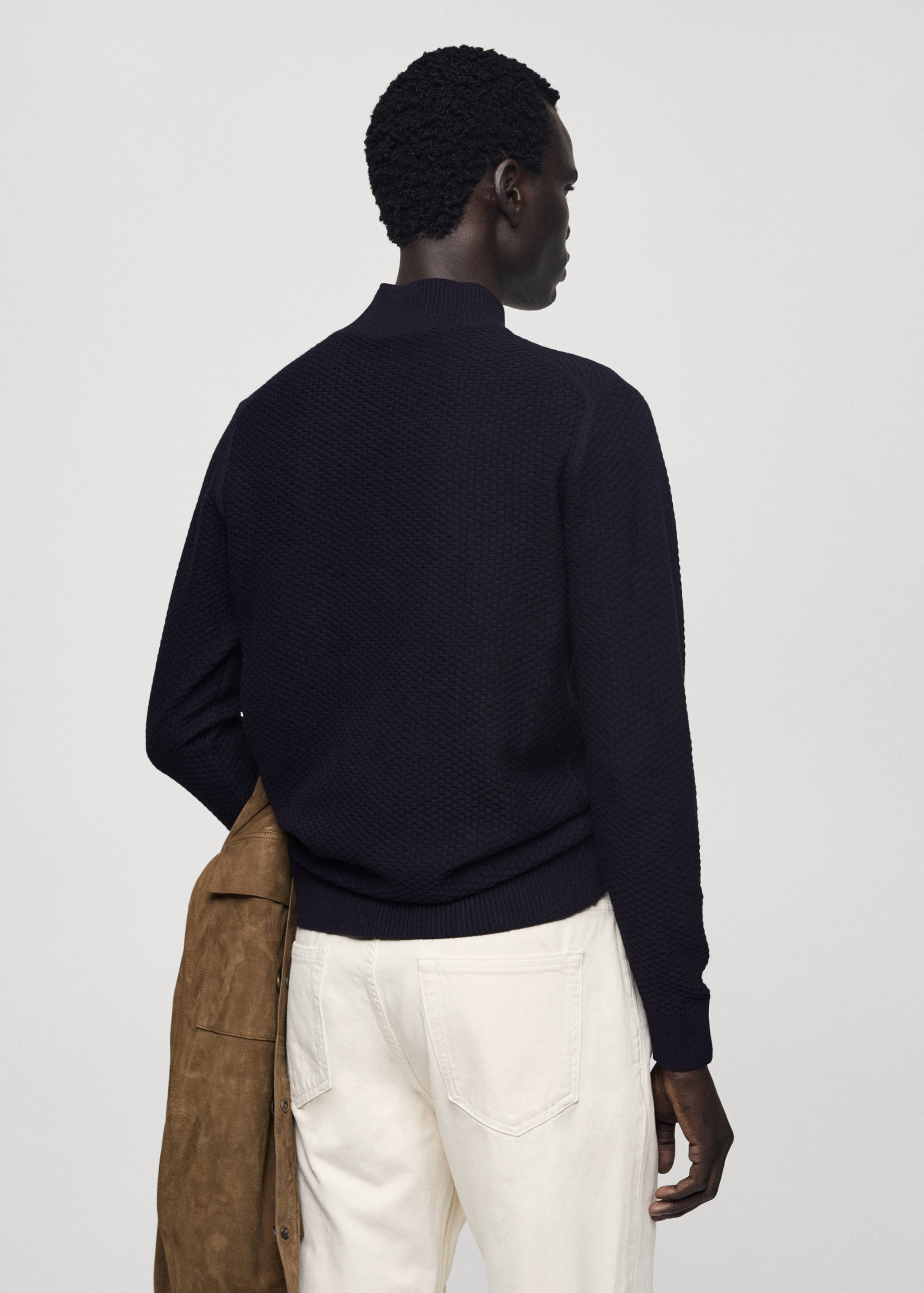 Cotton sweater with perkins-neck  structure - Reverse of the article