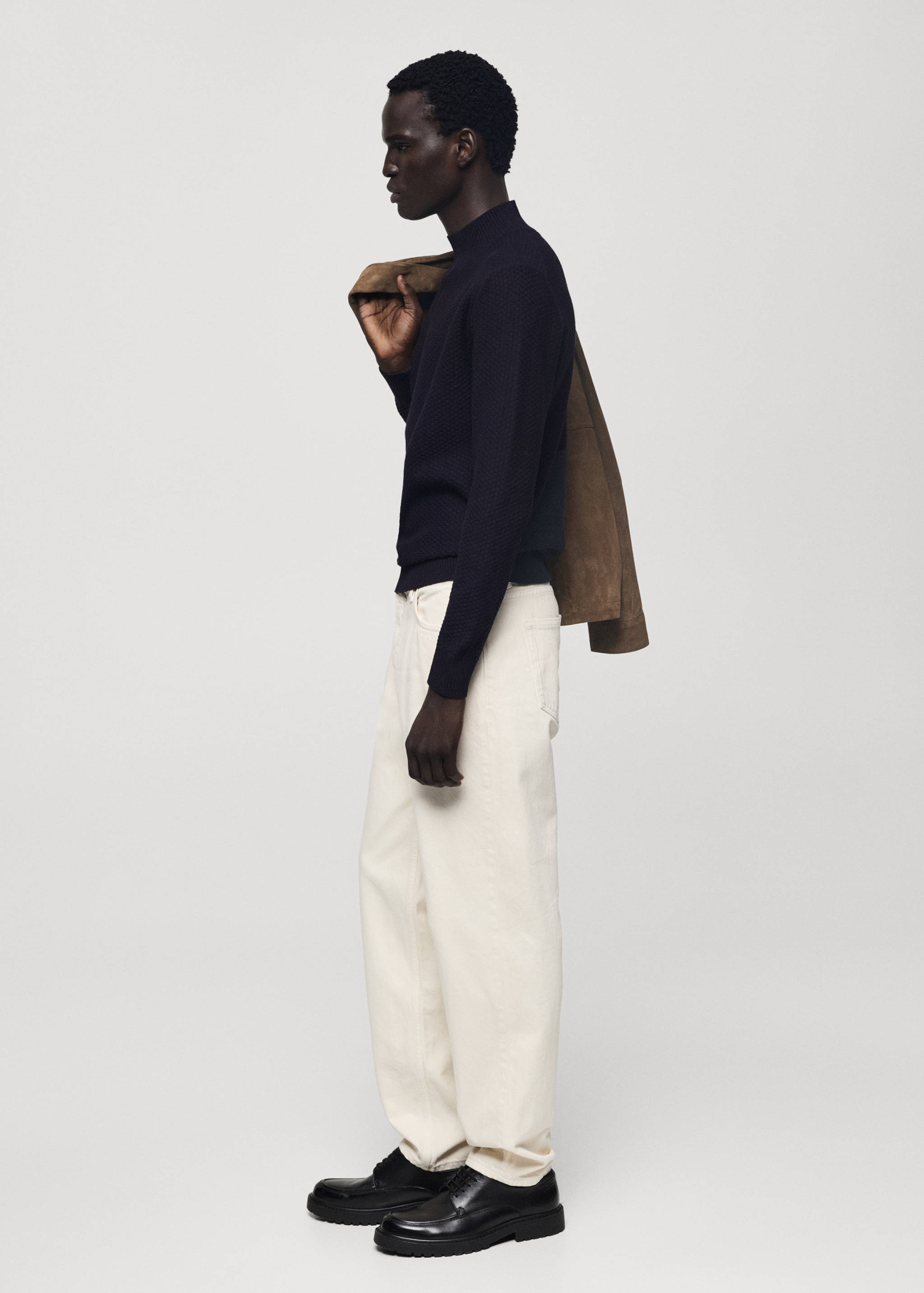 Cotton sweater with perkins-neck  structure - Details of the article 2