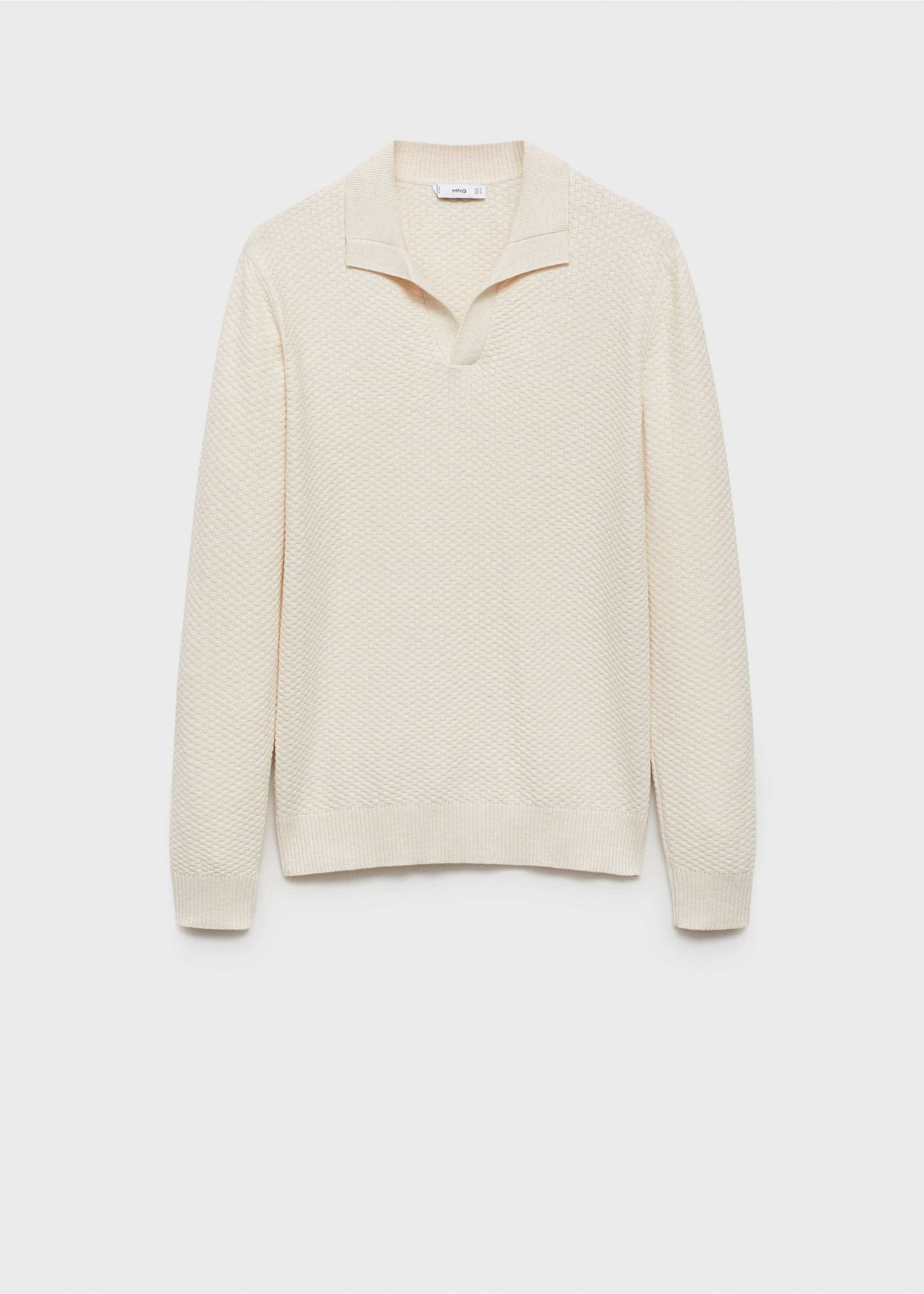 Cotton-blend structured polo sweater - Article without model, Sand. Ref: 77007944-00.