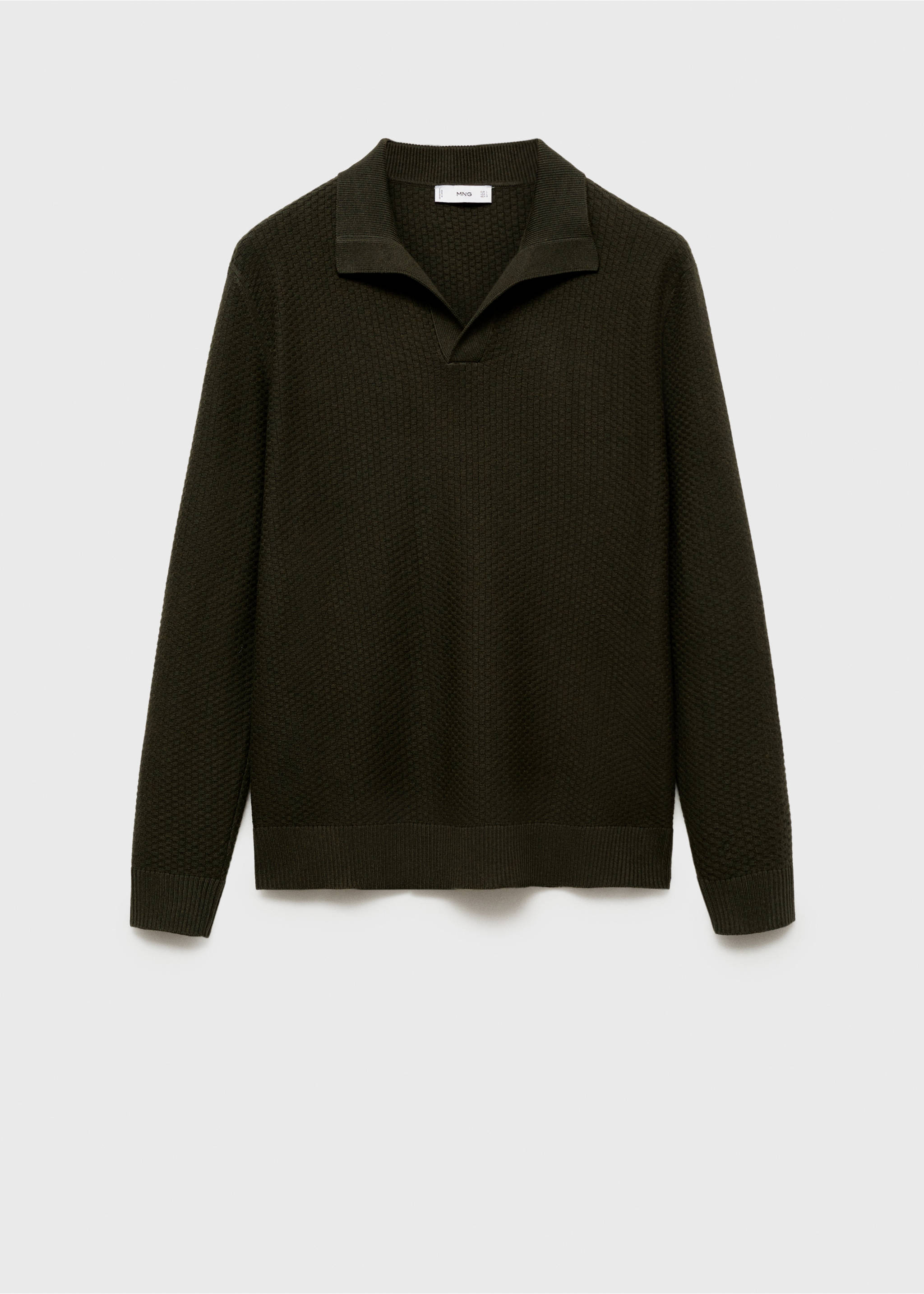 Cotton-blend structured polo sweater - Article without model, Khaki. Ref: 77007944-00.