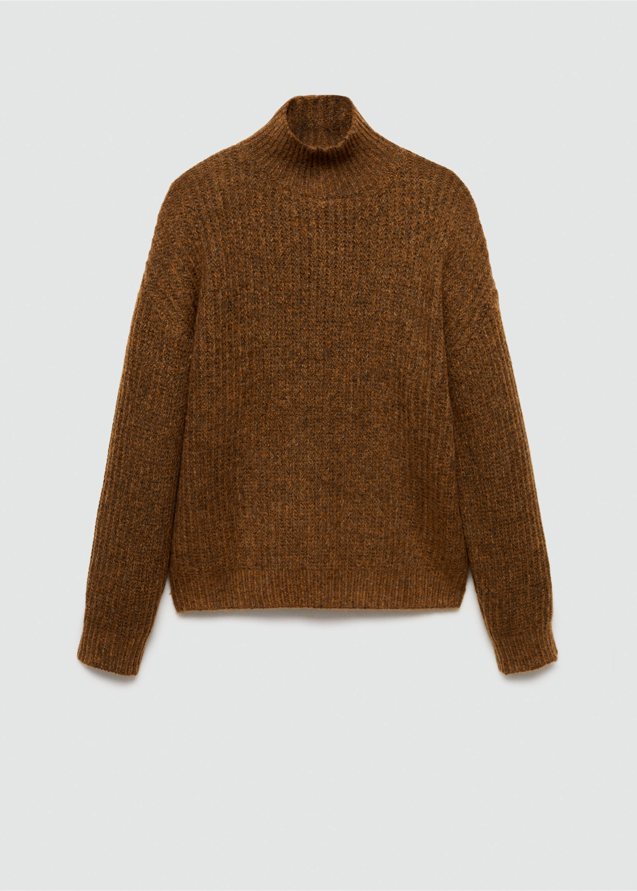 Ribbed sweater with perkins neck - Article without model, Tobacco Brown. Ref: 77007945-00.