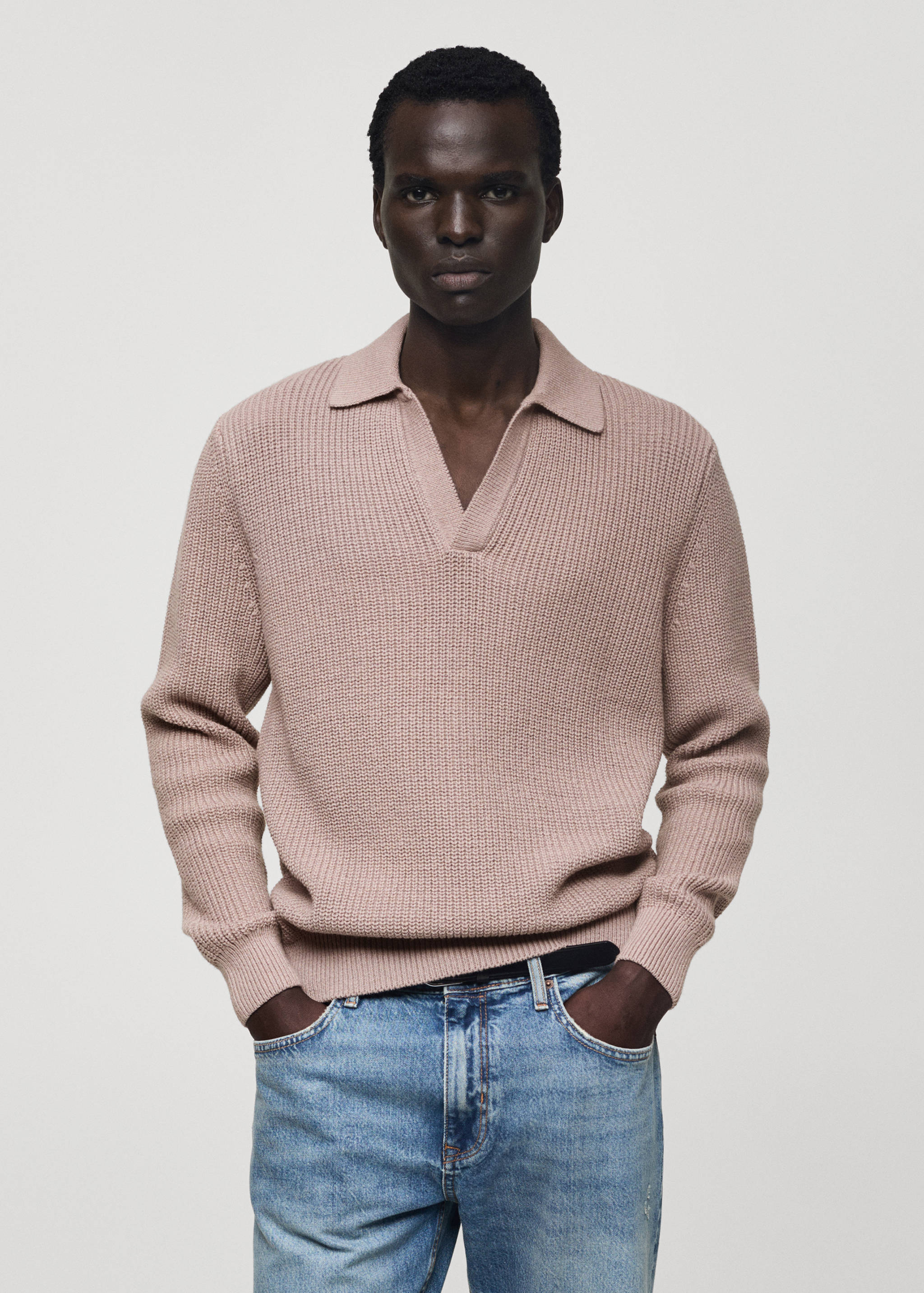 Cotton knitted polo shirt - Medium plane