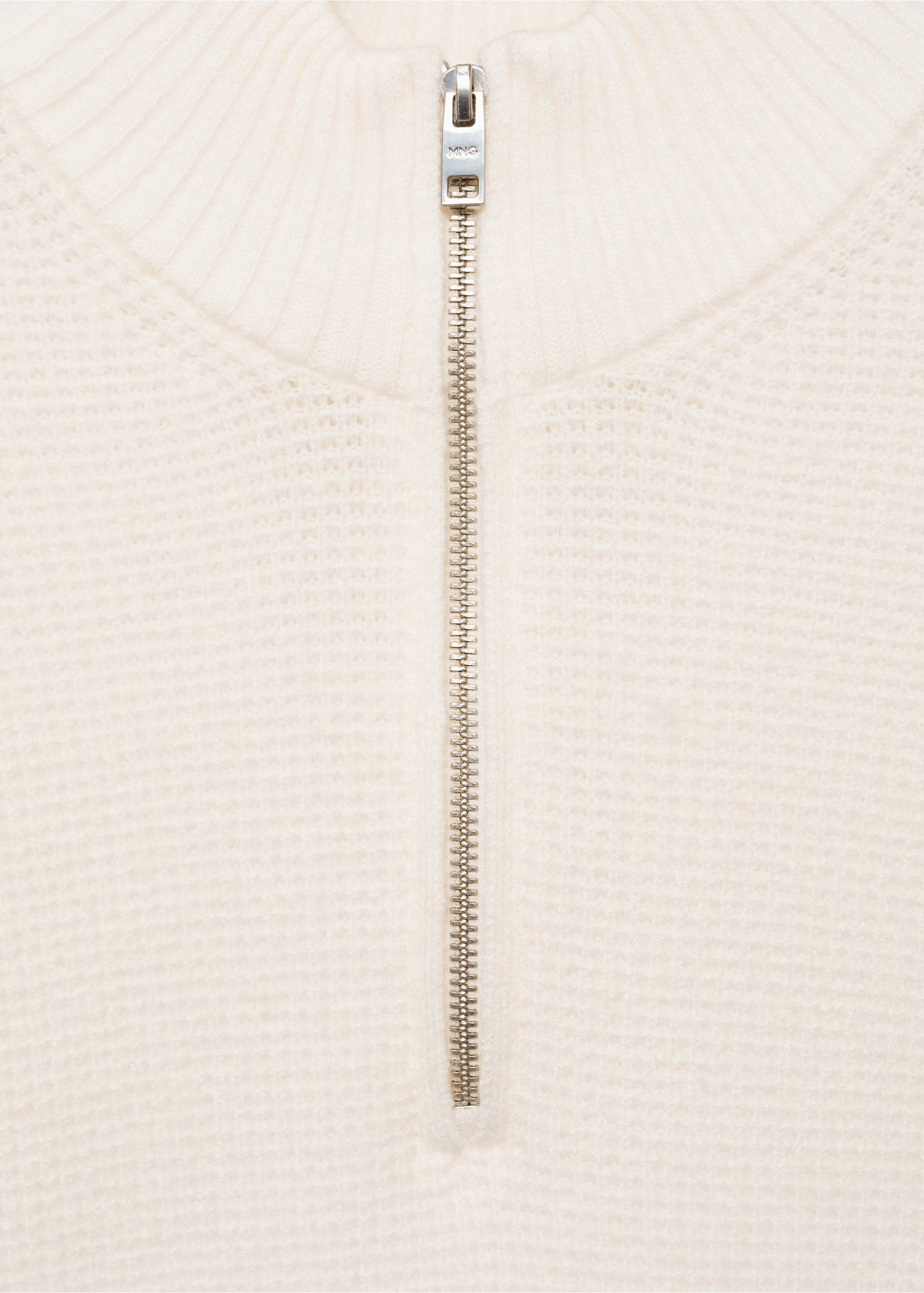 Knitted sweater with perkins neck - Details of the article 8, Off White. Ref: 77007951-00.