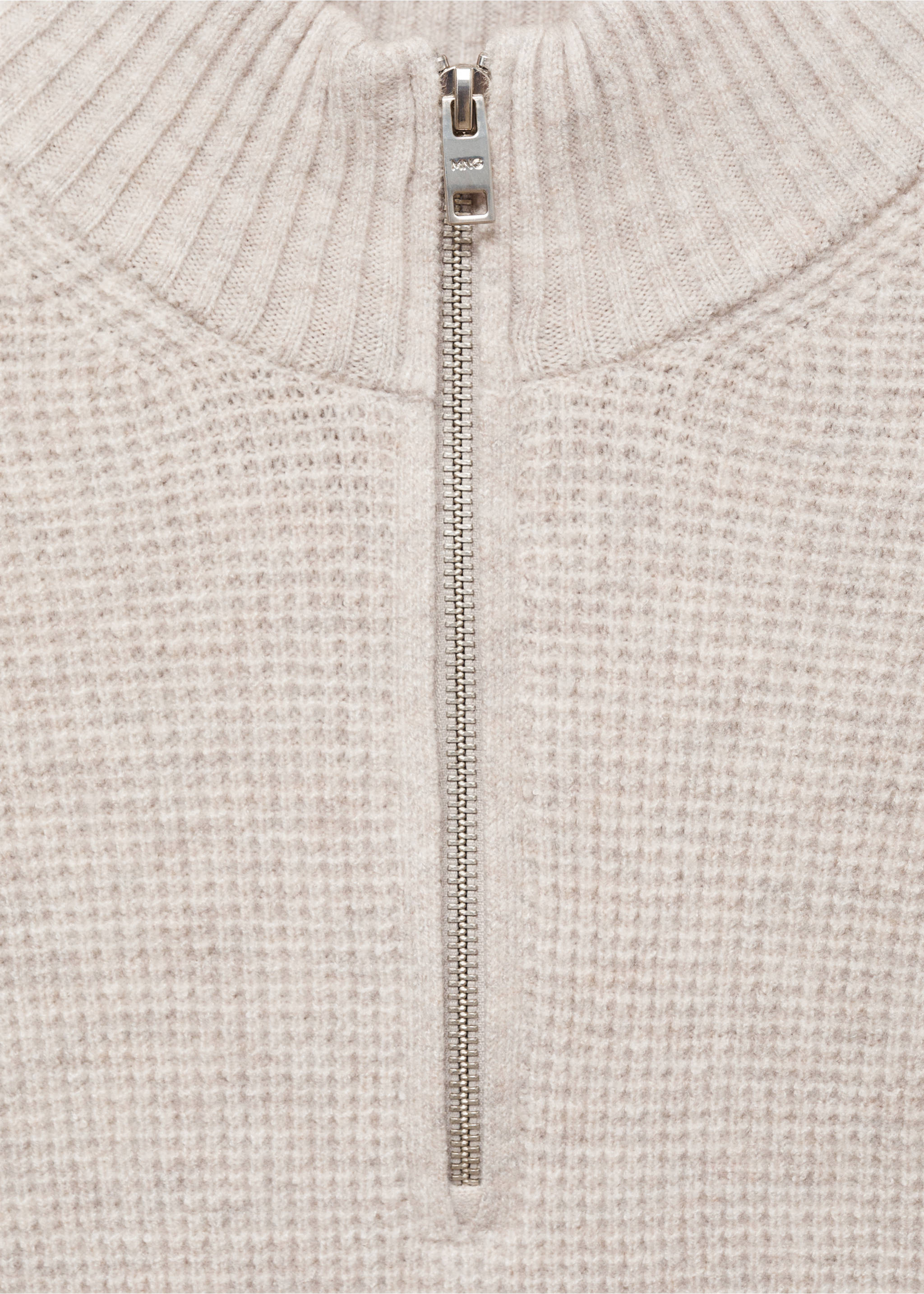 Knitted sweater with perkins neck - Details of the article 8, Sand. Ref: 77007951-00.