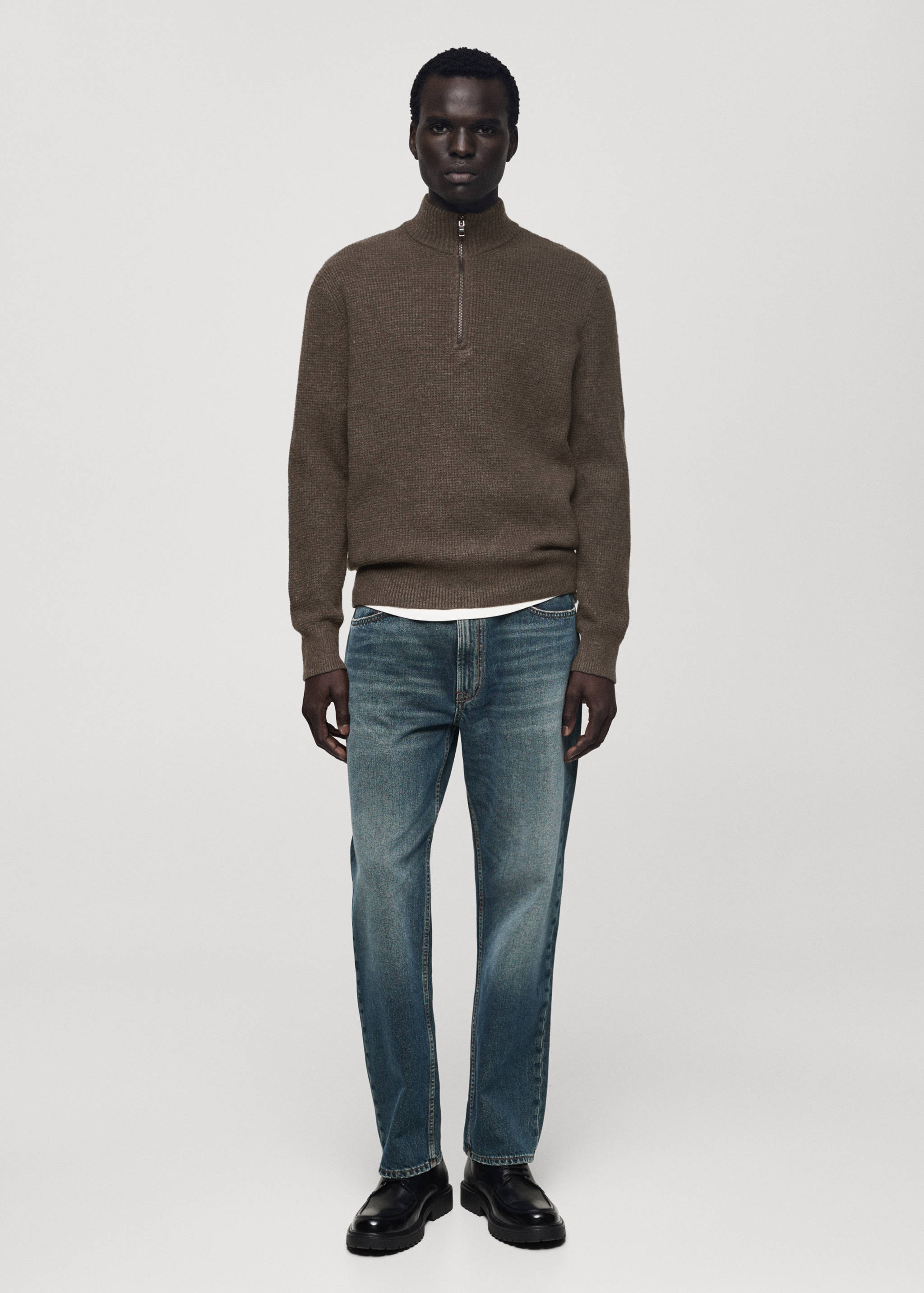 Knitted sweater with perkins neck - General plane