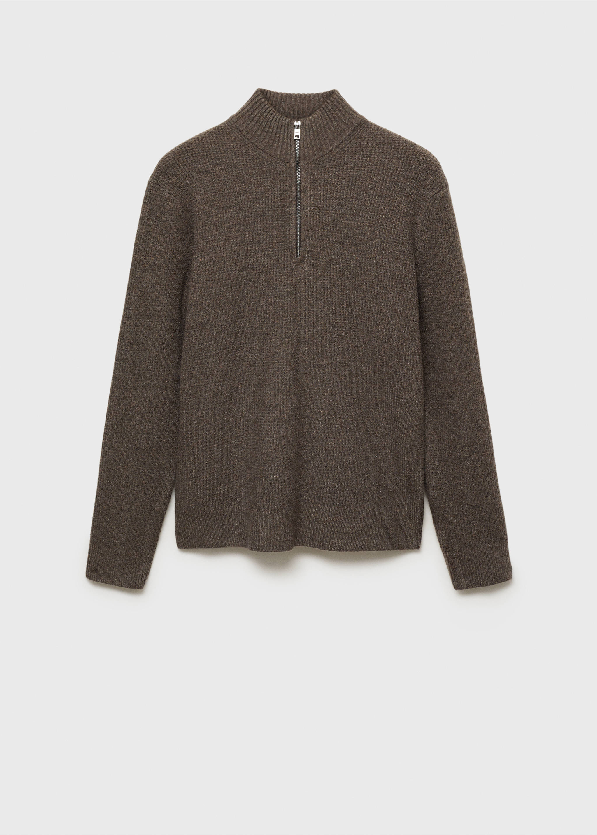 Knitted sweater with perkins neck - Article without model, Brown. Ref: 77007951-00.