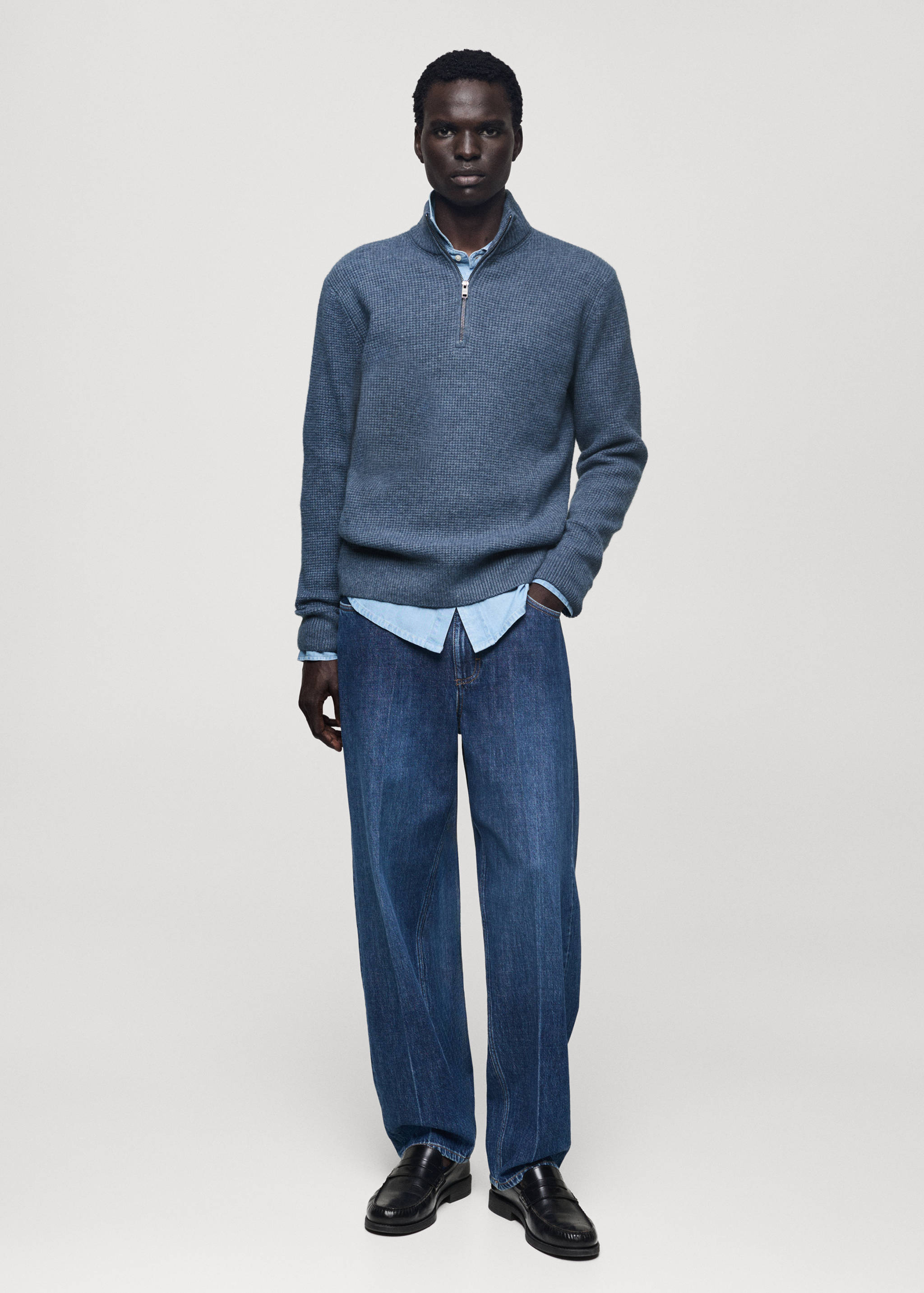 Knitted sweater with perkins neck - General plane