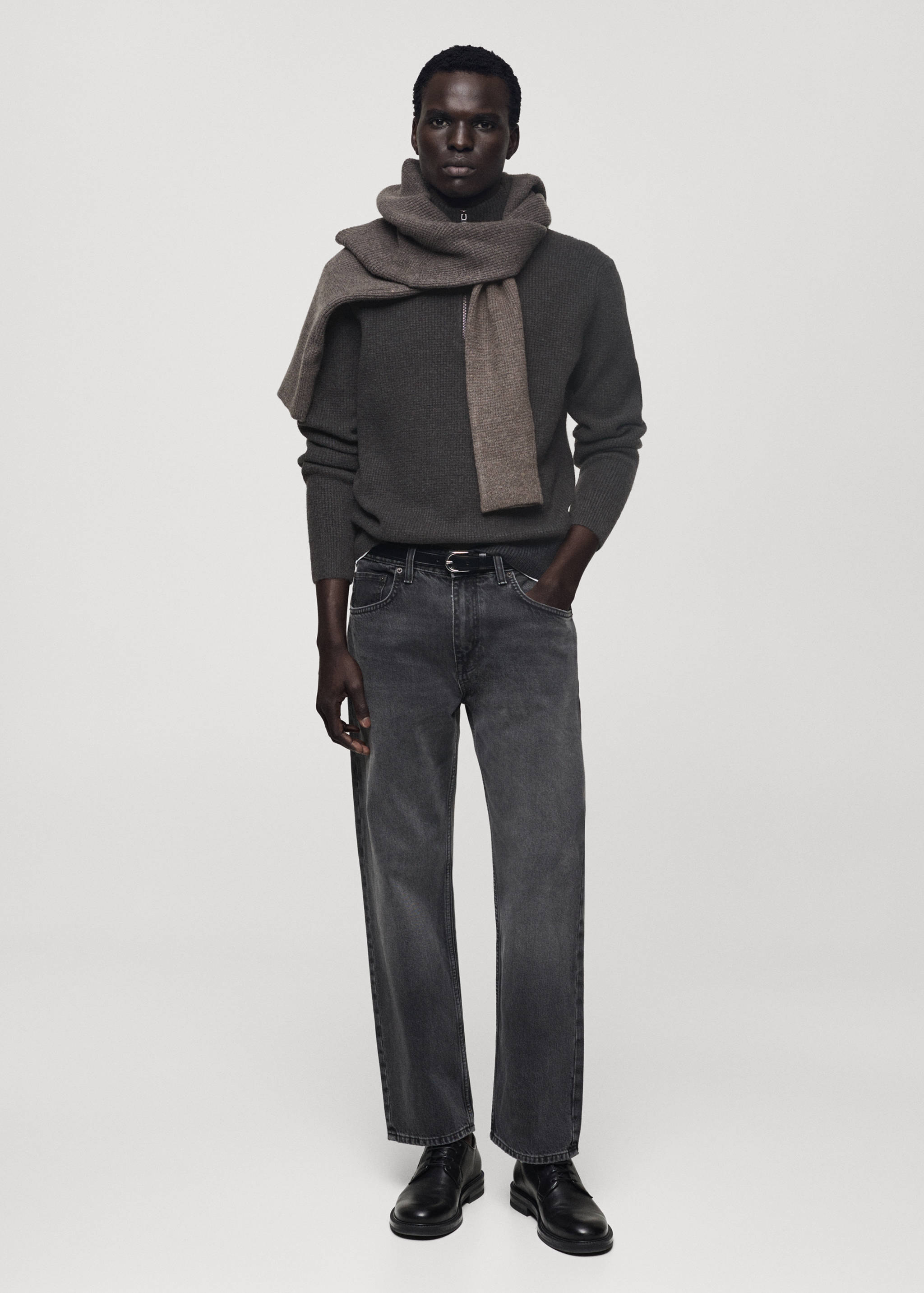 Knitted sweater with perkins neck - General plane