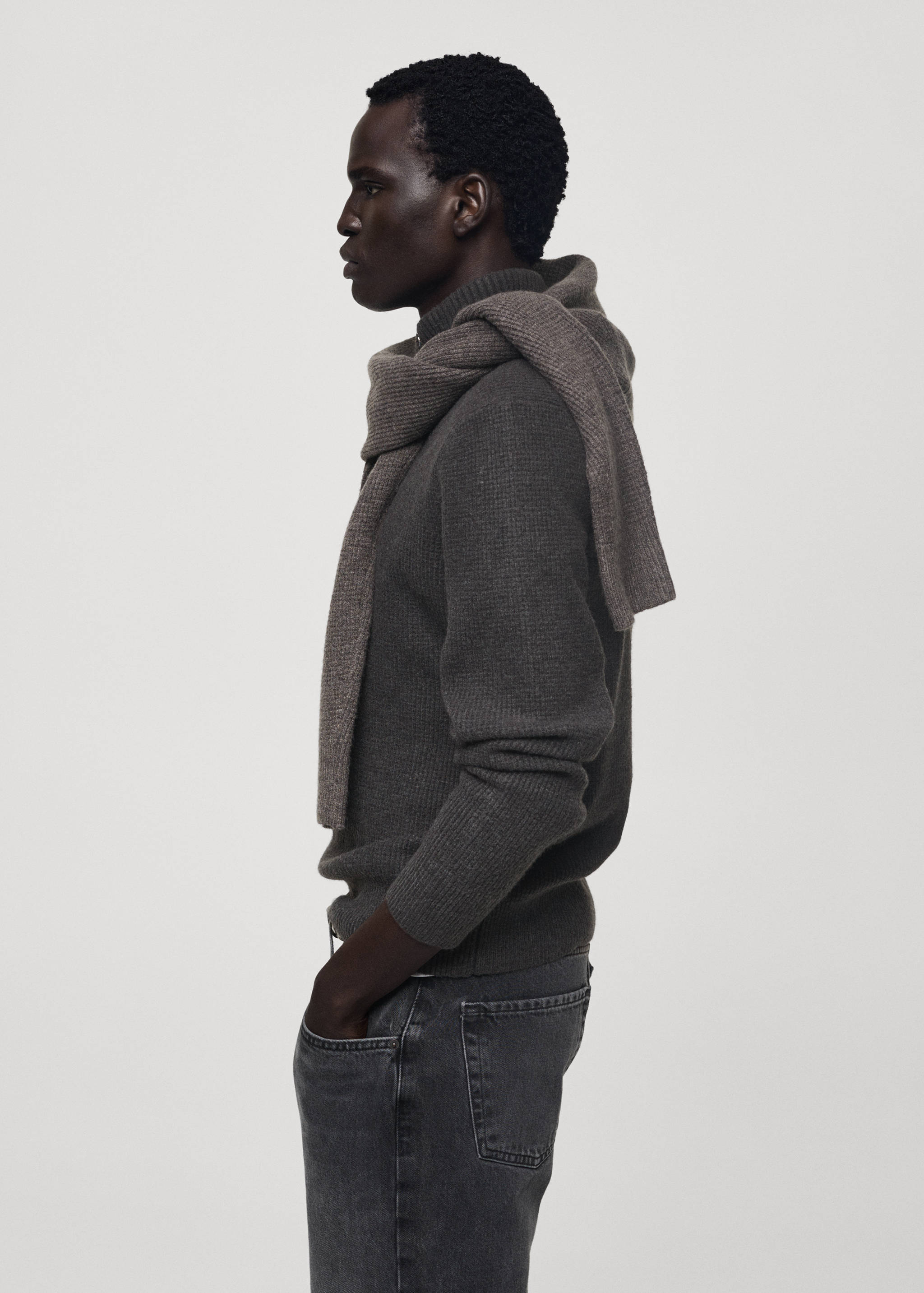 Knitted sweater with perkins neck - Details of the article 2