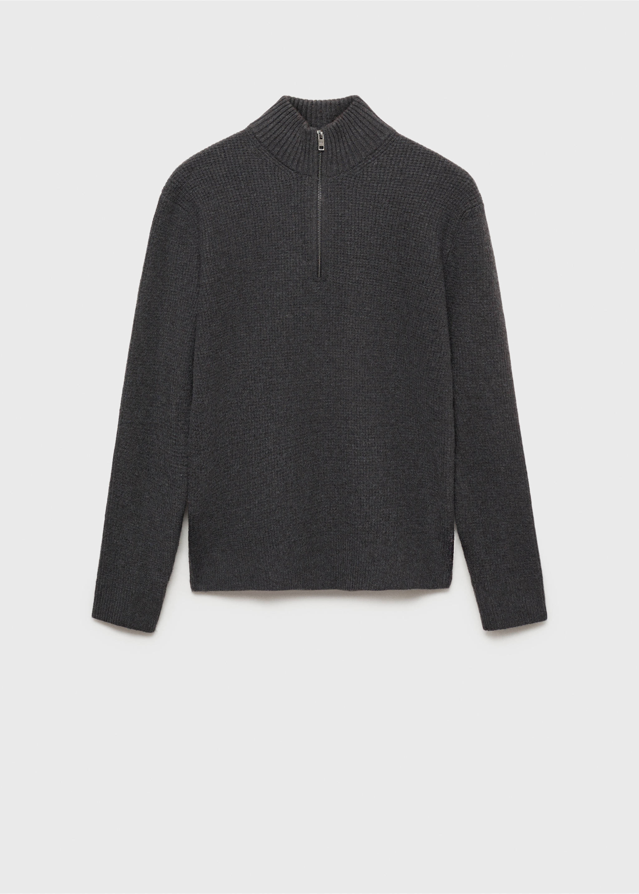 Knitted sweater with perkins neck - Article without model, Charcoal. Ref: 77007951-00.