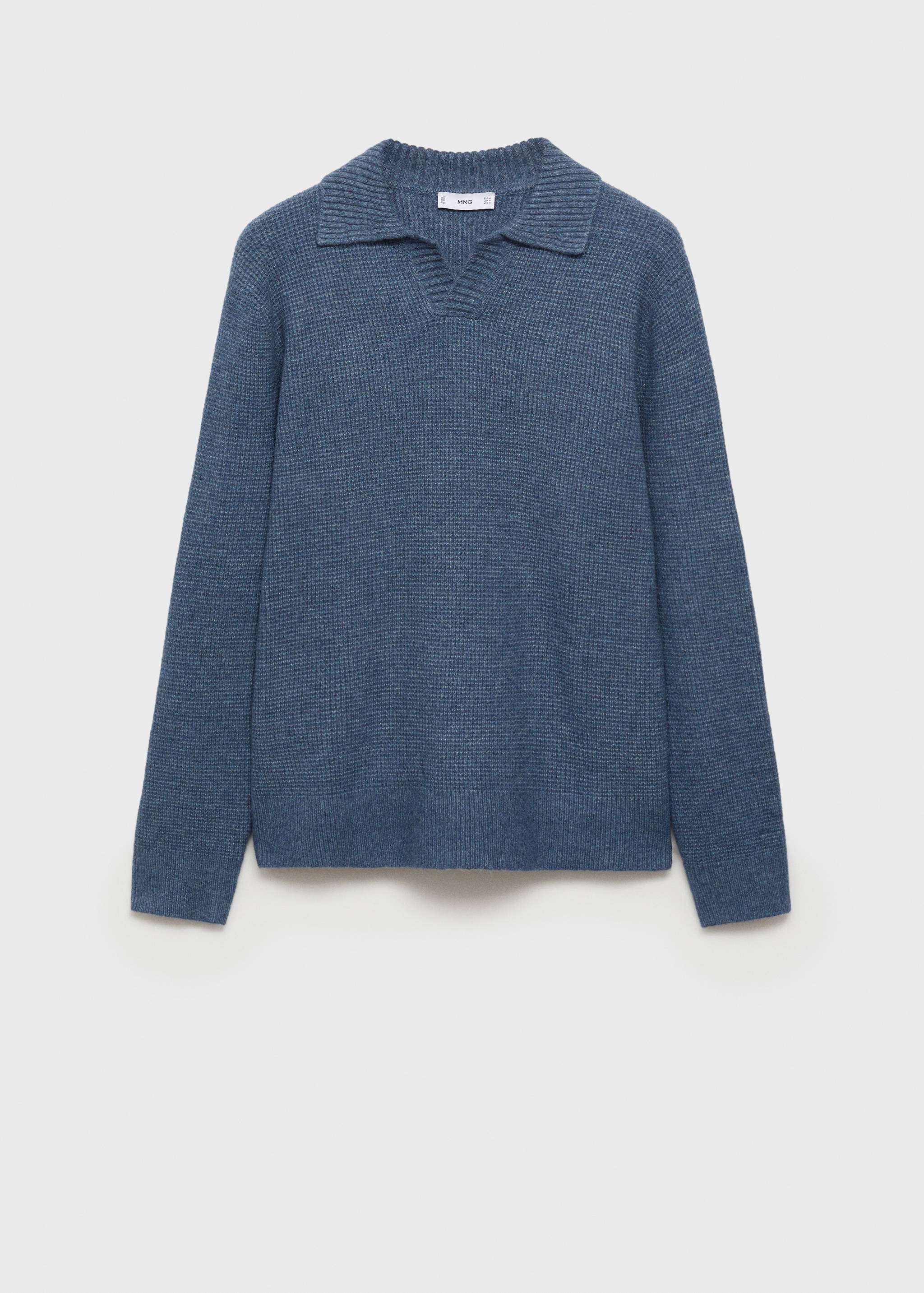 Knitted structured check polo sweater - Article without model