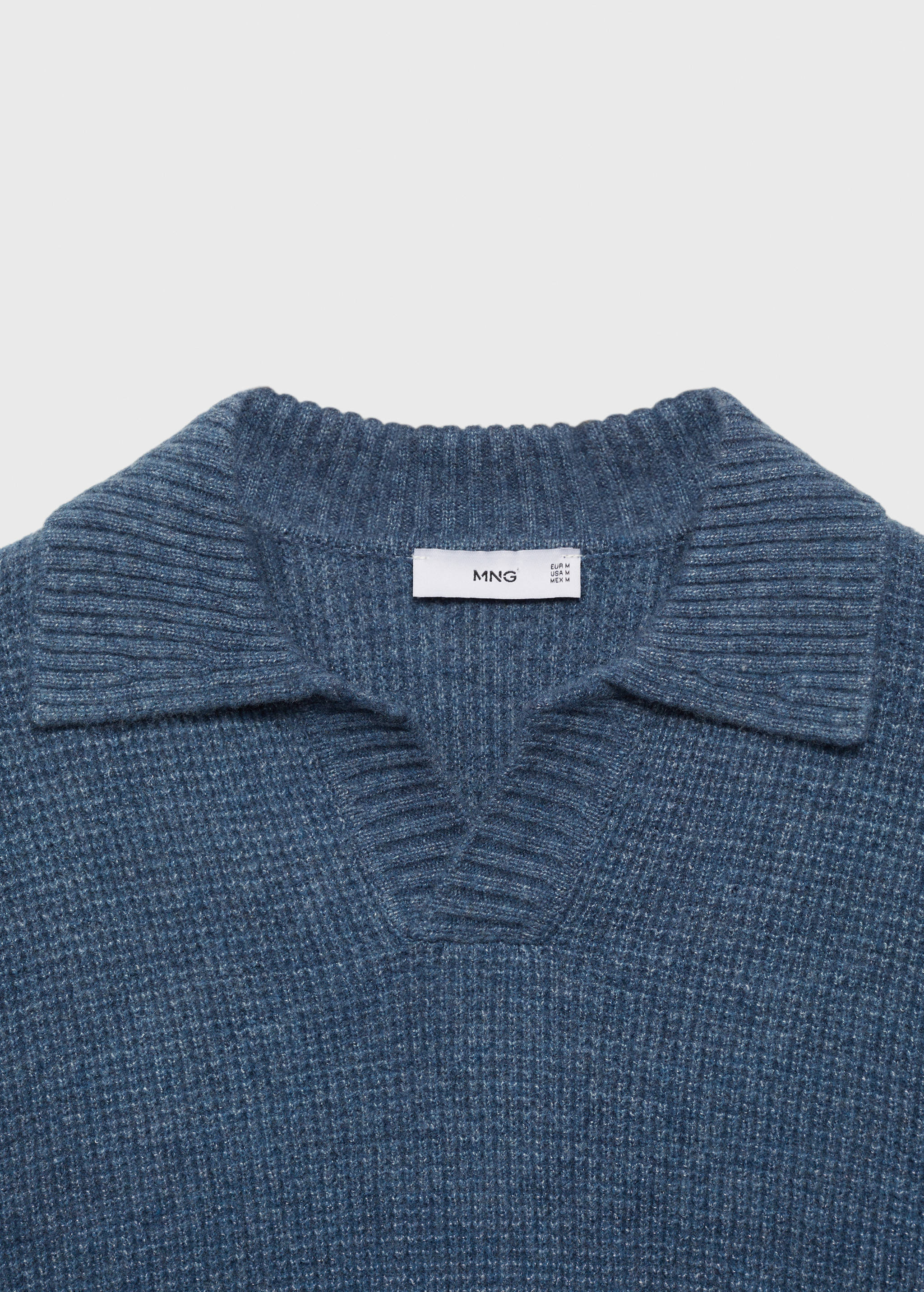 Knitted structured check polo sweater - Details of the article 8