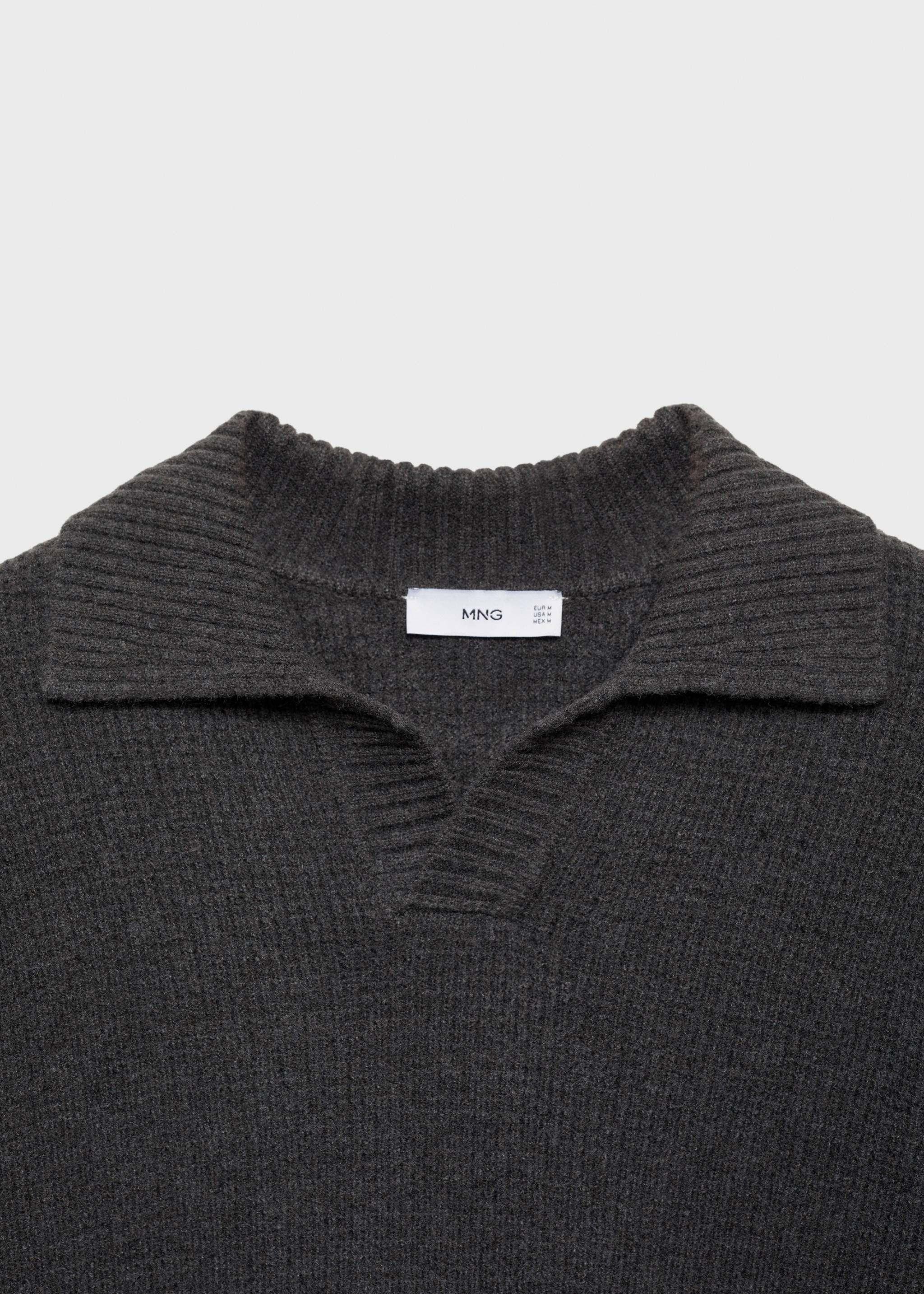 Knitted structured check polo sweater - Details of the article 8