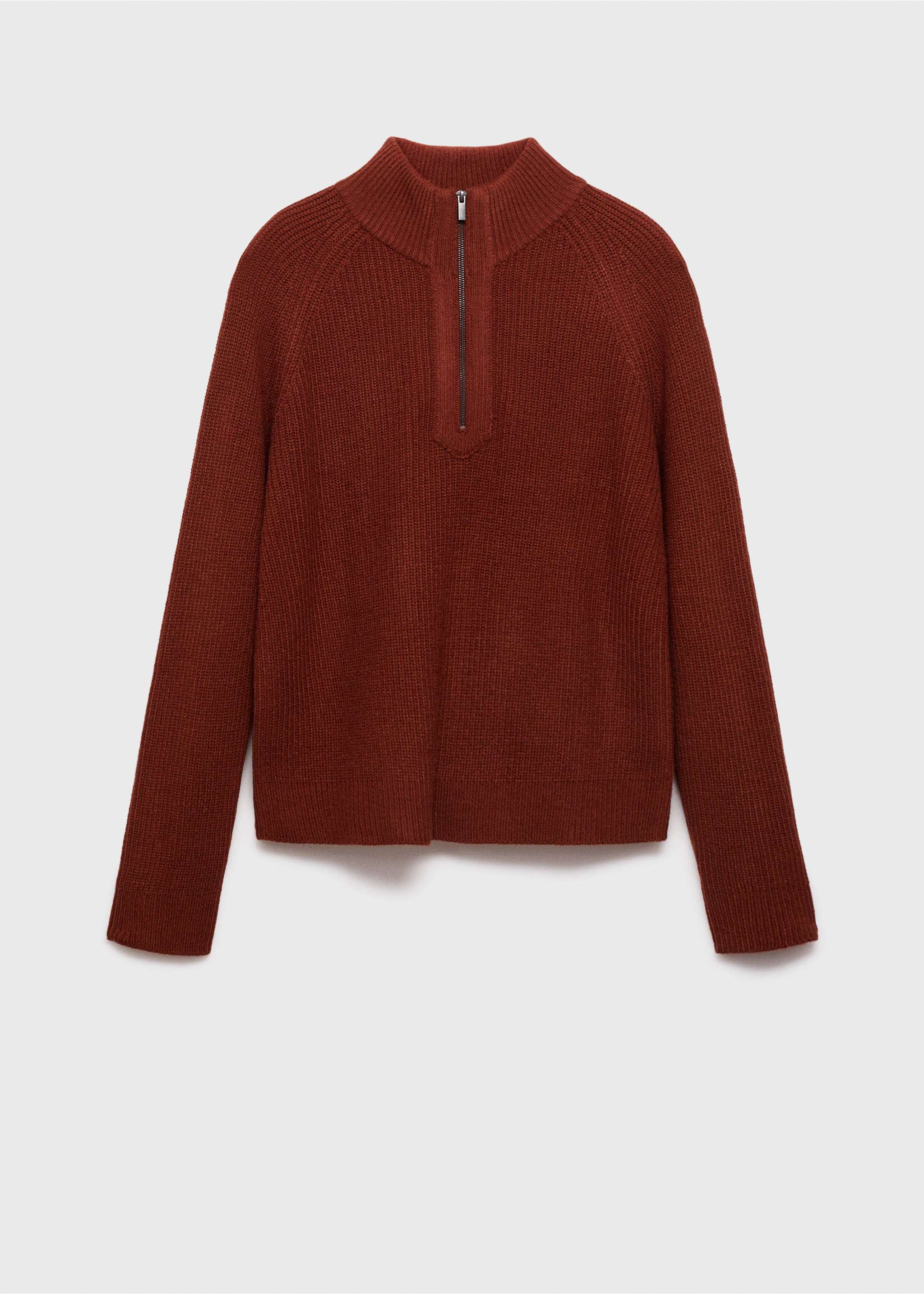 Rippstrickpullover mit halbhohem Kragen - Artikel ohne Model, Bräunliches Orange. Ref: 77007953-00.