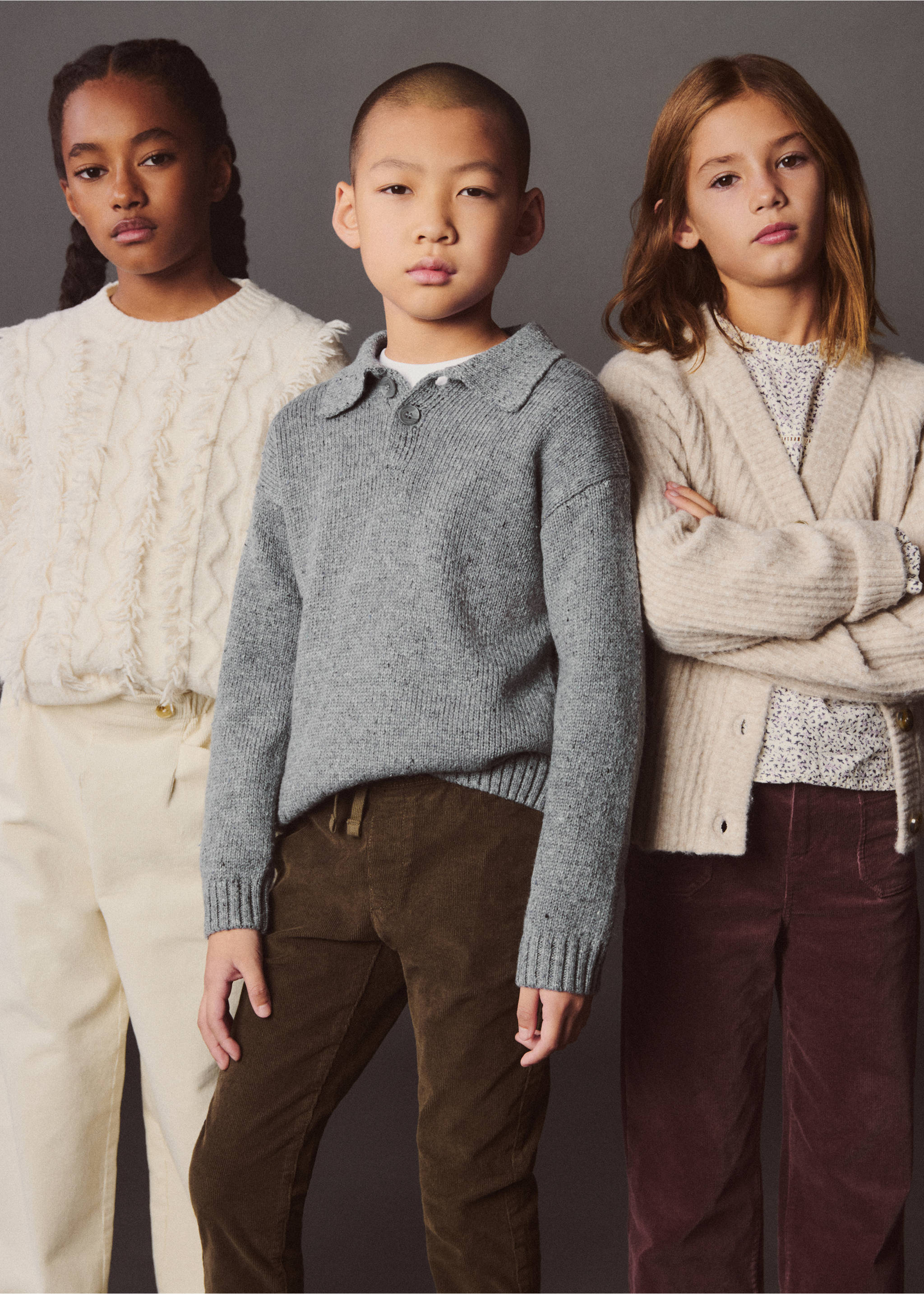 Knitted polo-neck sweater - Details of the article 7, Medium Heather Grey. Ref: 77007958-00.