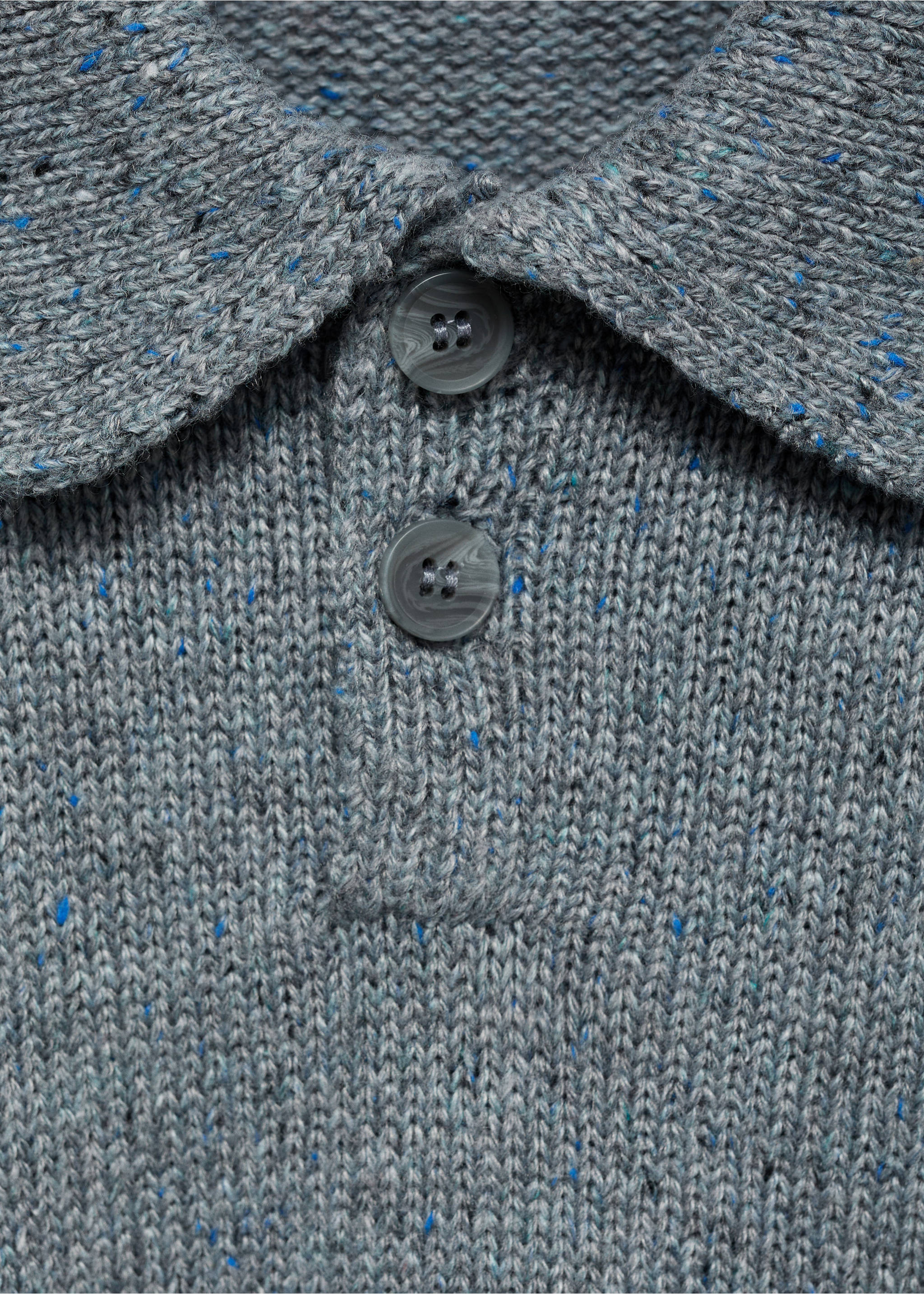 Knitted polo-neck sweater - Details of the article 8, Medium Heather Grey. Ref: 77007958-00.