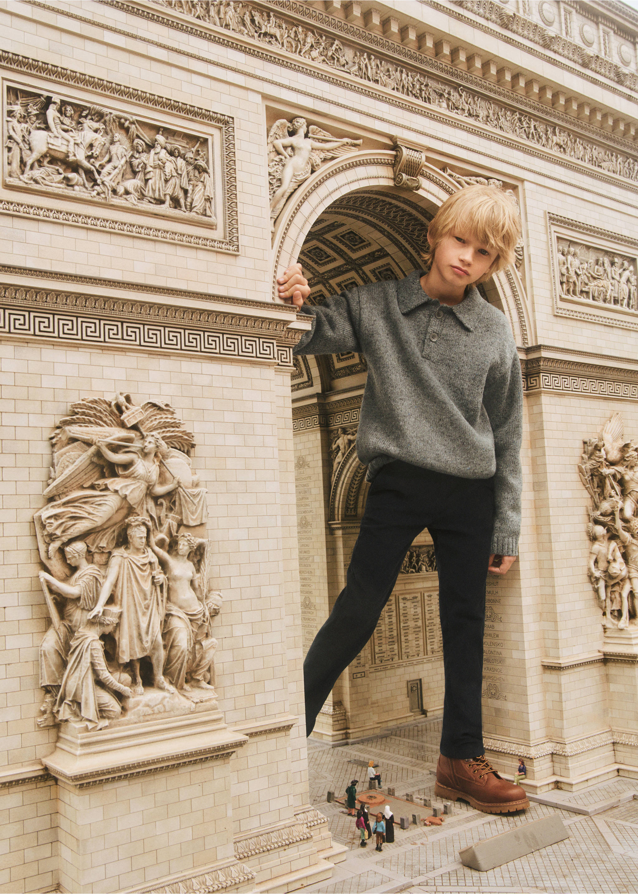 Knitted polo-neck sweater - Details of the article 5, Medium Heather Grey. Ref: 77007958-00.