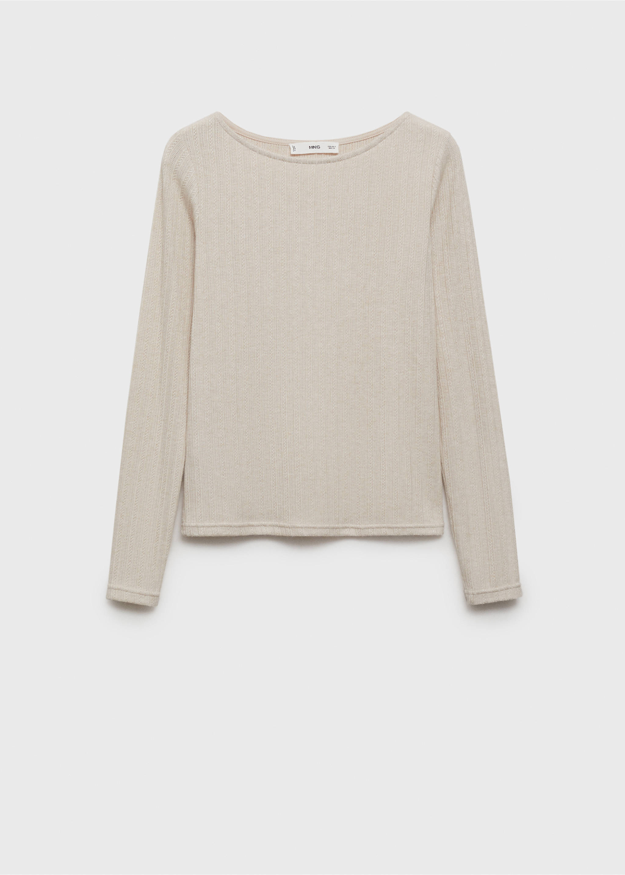 Long-sleeved pointelle t-shirt - Article without model, Light/Pastel Grey. Ref: 77008270-00.