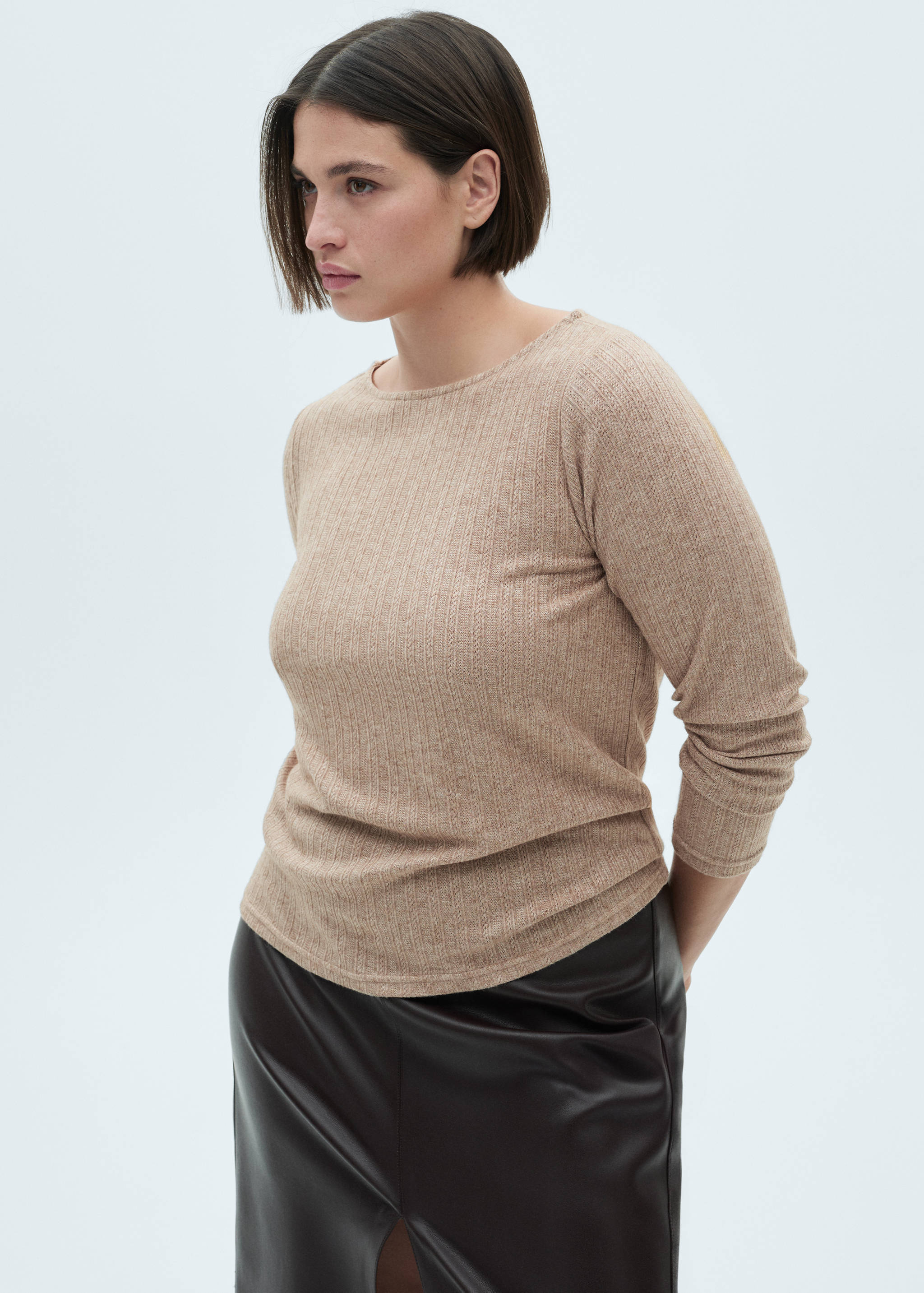 Long-sleeved pointelle t-shirt - Details of the article 5