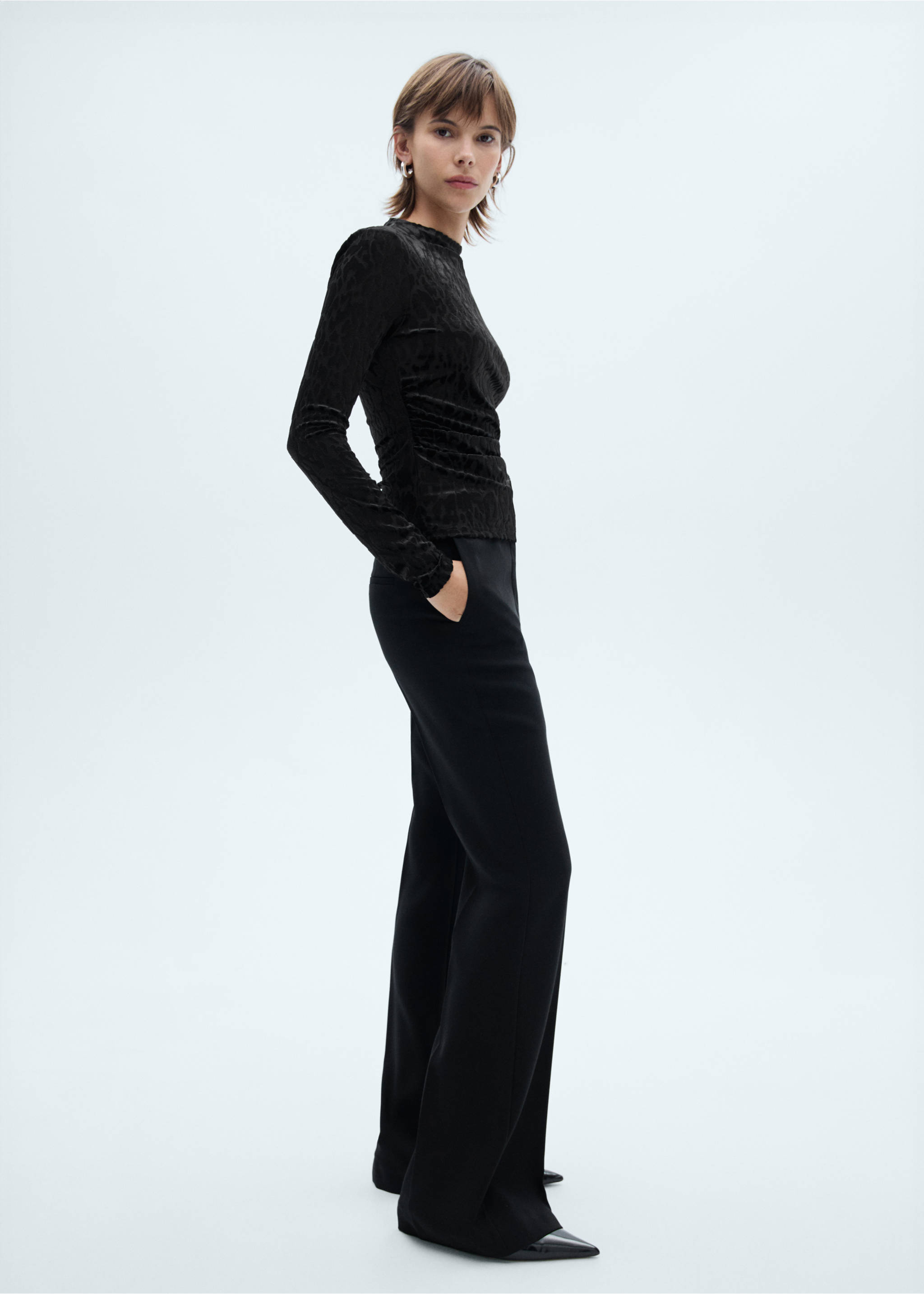 Leopard-print long-sleeved t-shirt - General plane, Black. Ref: 77008271-00.