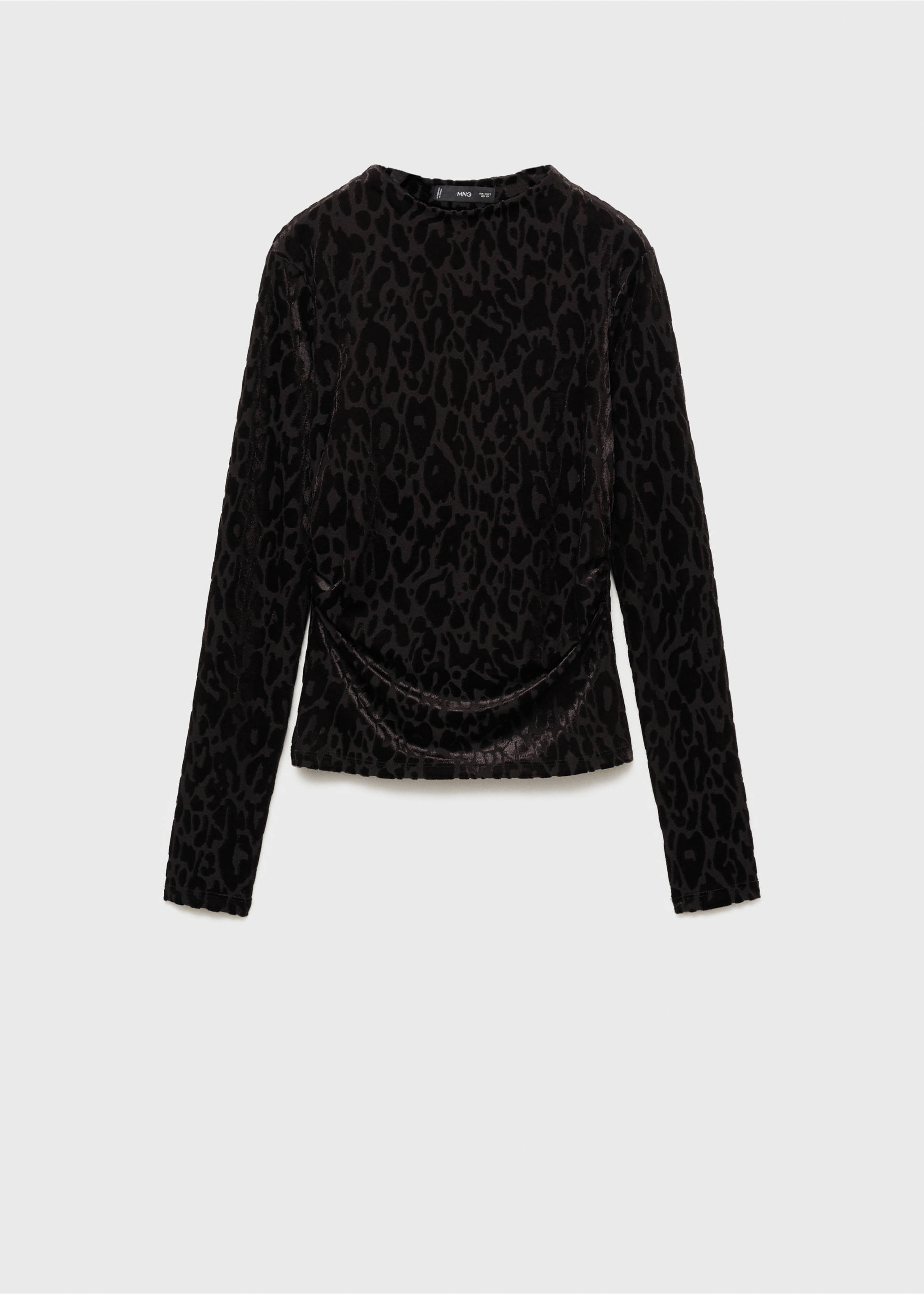 Leopard-print long-sleeved t-shirt - Article without model, Black. Ref: 77008271-00.