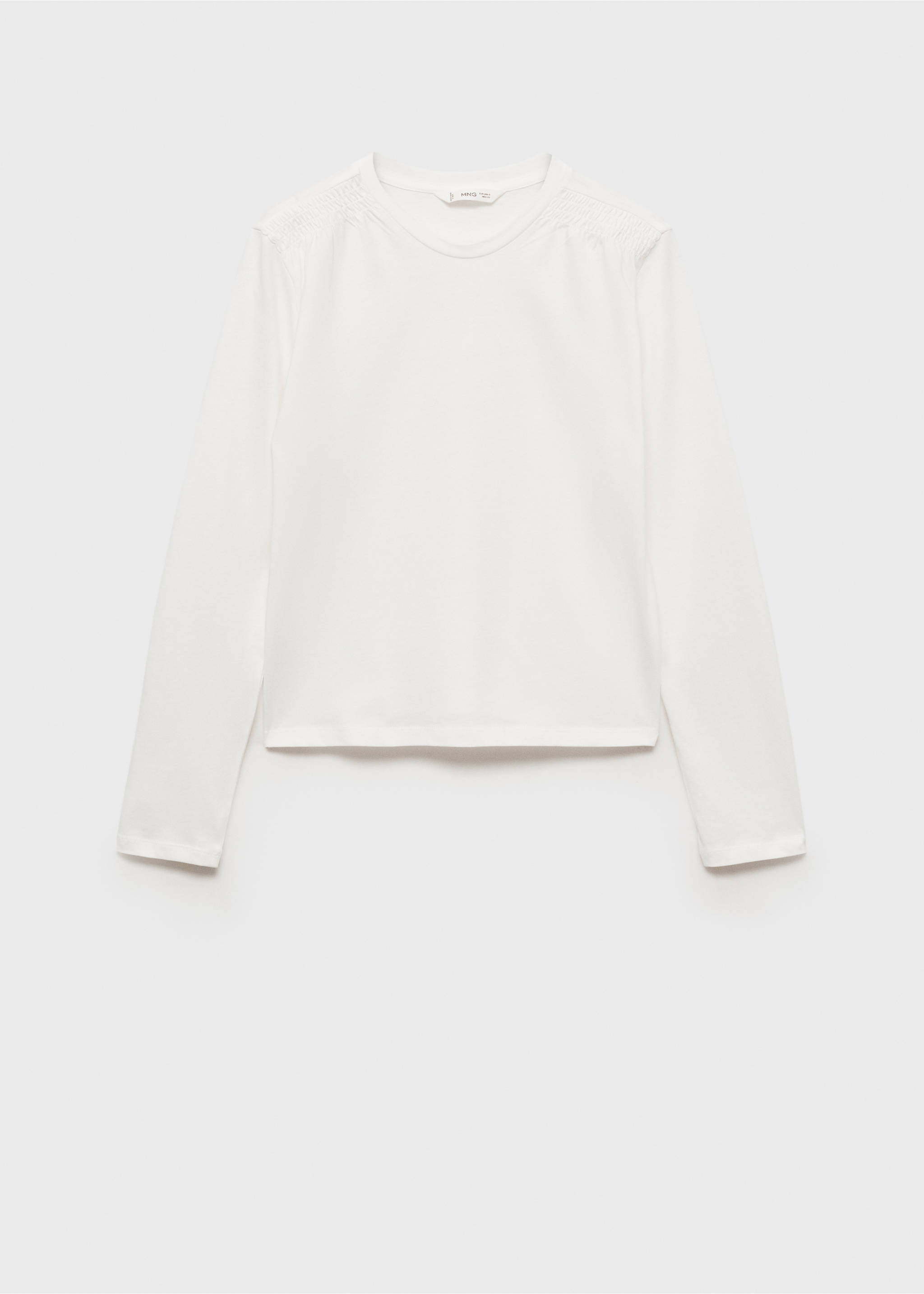 T-Shirt mit Raffdetails - Artikel ohne Model, Cremeweiß. Ref: 77008277-00.