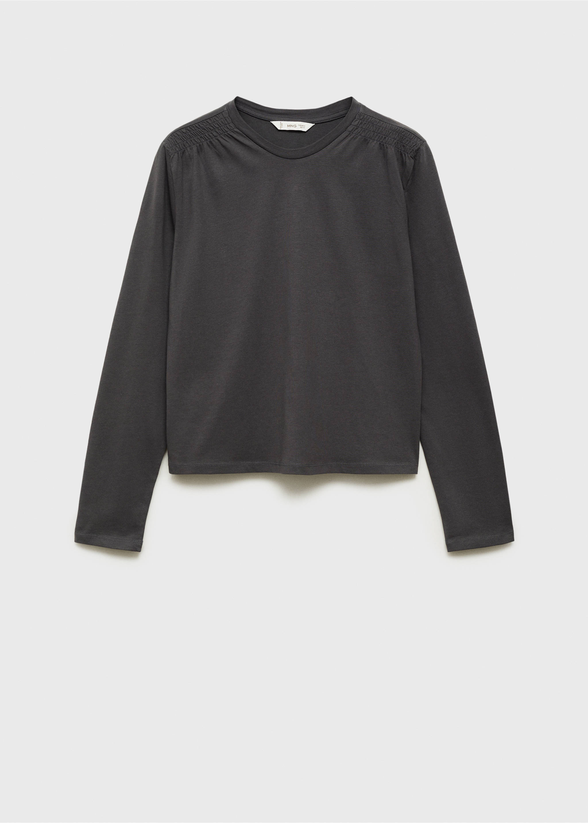 T-shirt with gathered details - Article without model, Charcoal. Ref: 77008277-00.