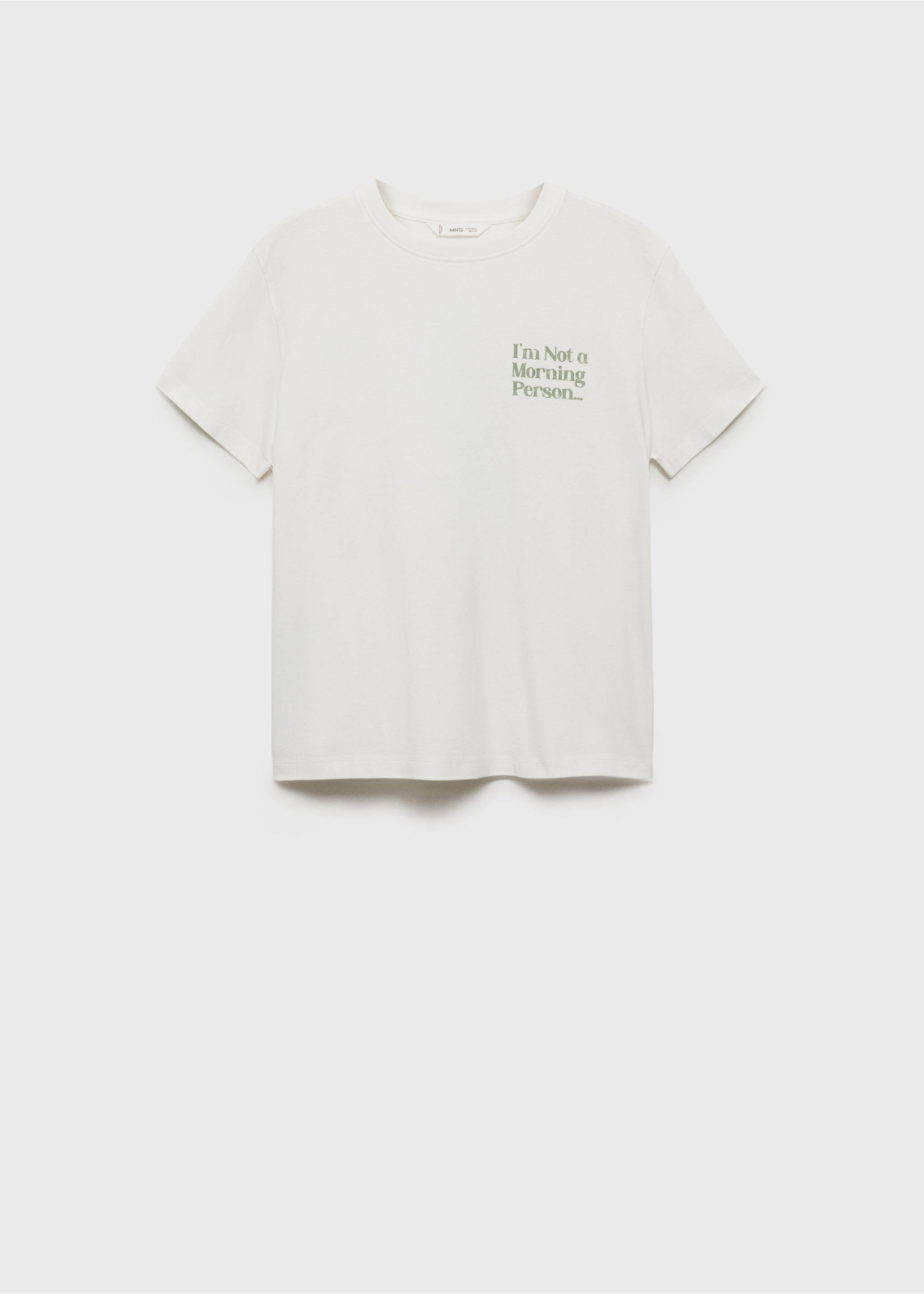 Tryckt bomull-blandning t-shirt - Artikel utan modell, Benvit. Ref: 77008281-00.