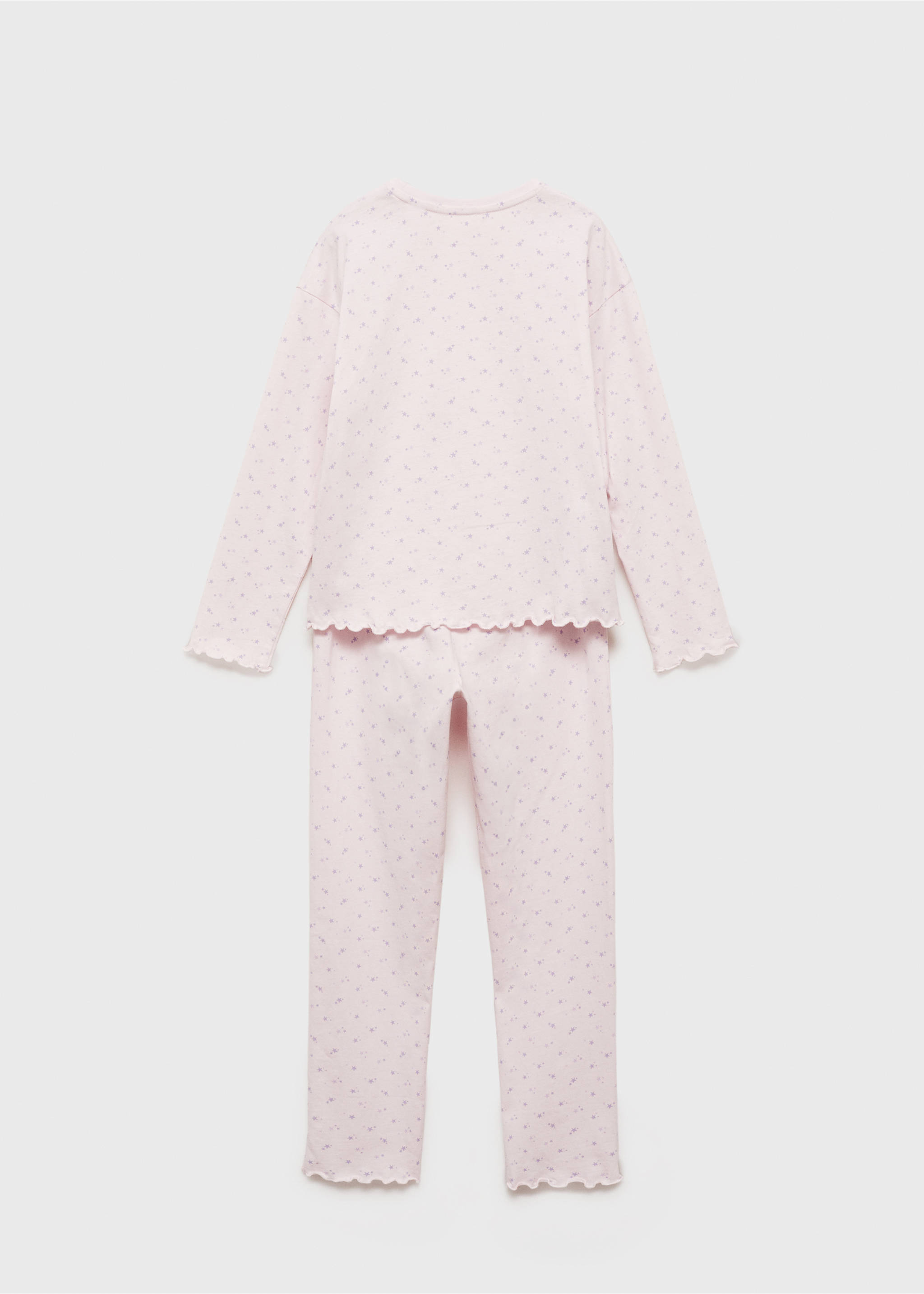 Langer, bedruckter Pyjama - Rückseite des Artikels, Helllila/Pastelllila. Ref: 77008638-00.