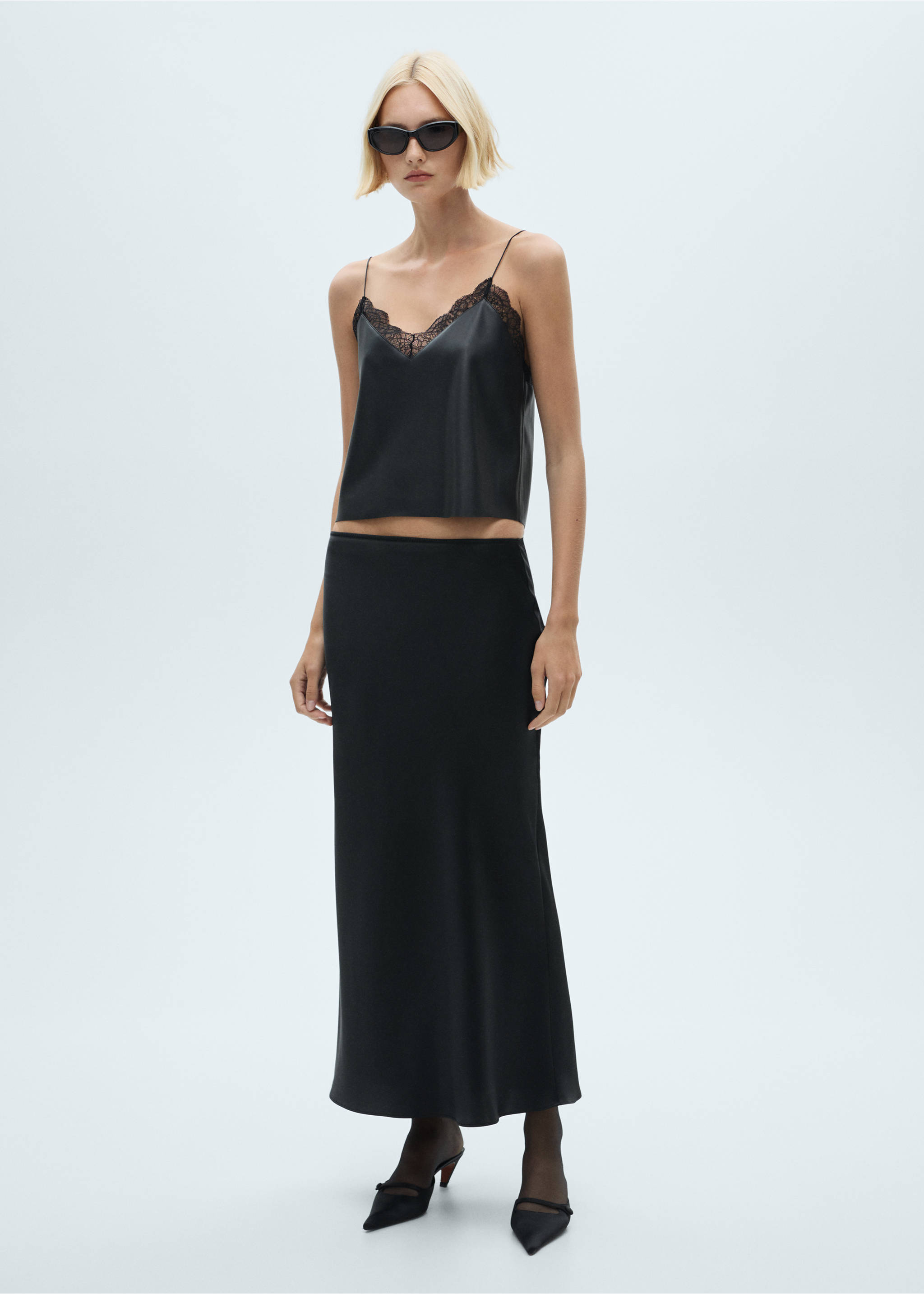 Top lencero efecto piel - Plano general, Negro. Ref: 77009033-00.